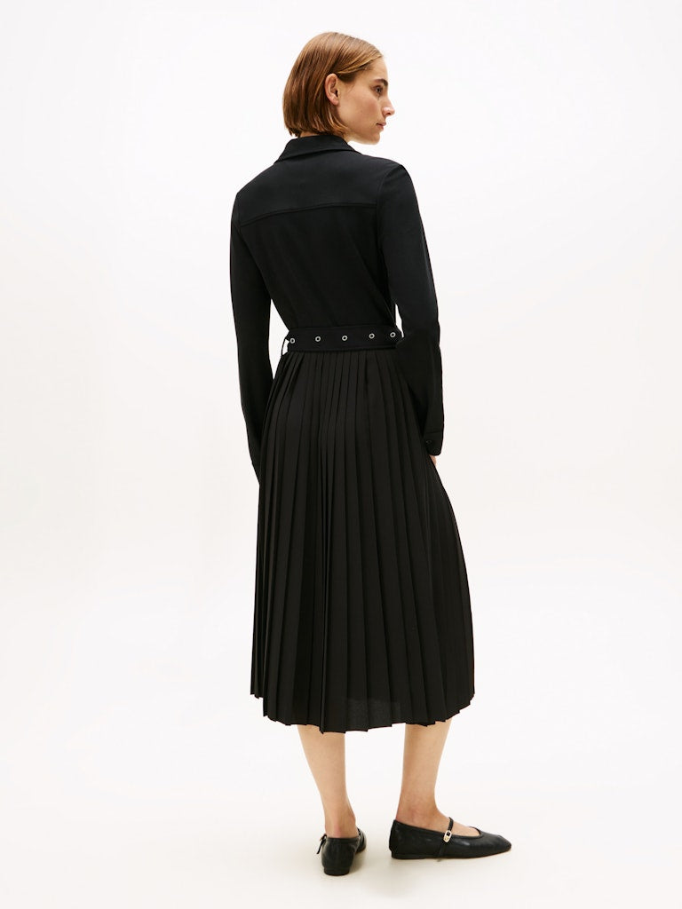 Tommy Hilfiger Interlock Mix Media Polo Dress, musta