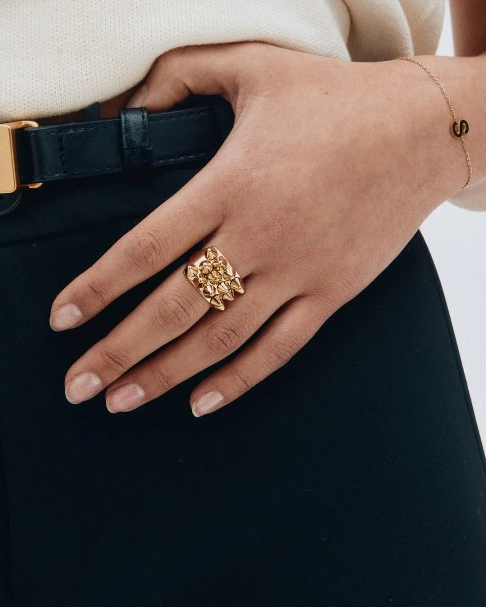 Edblad sormus Peak Ring Gold, Gold pleated