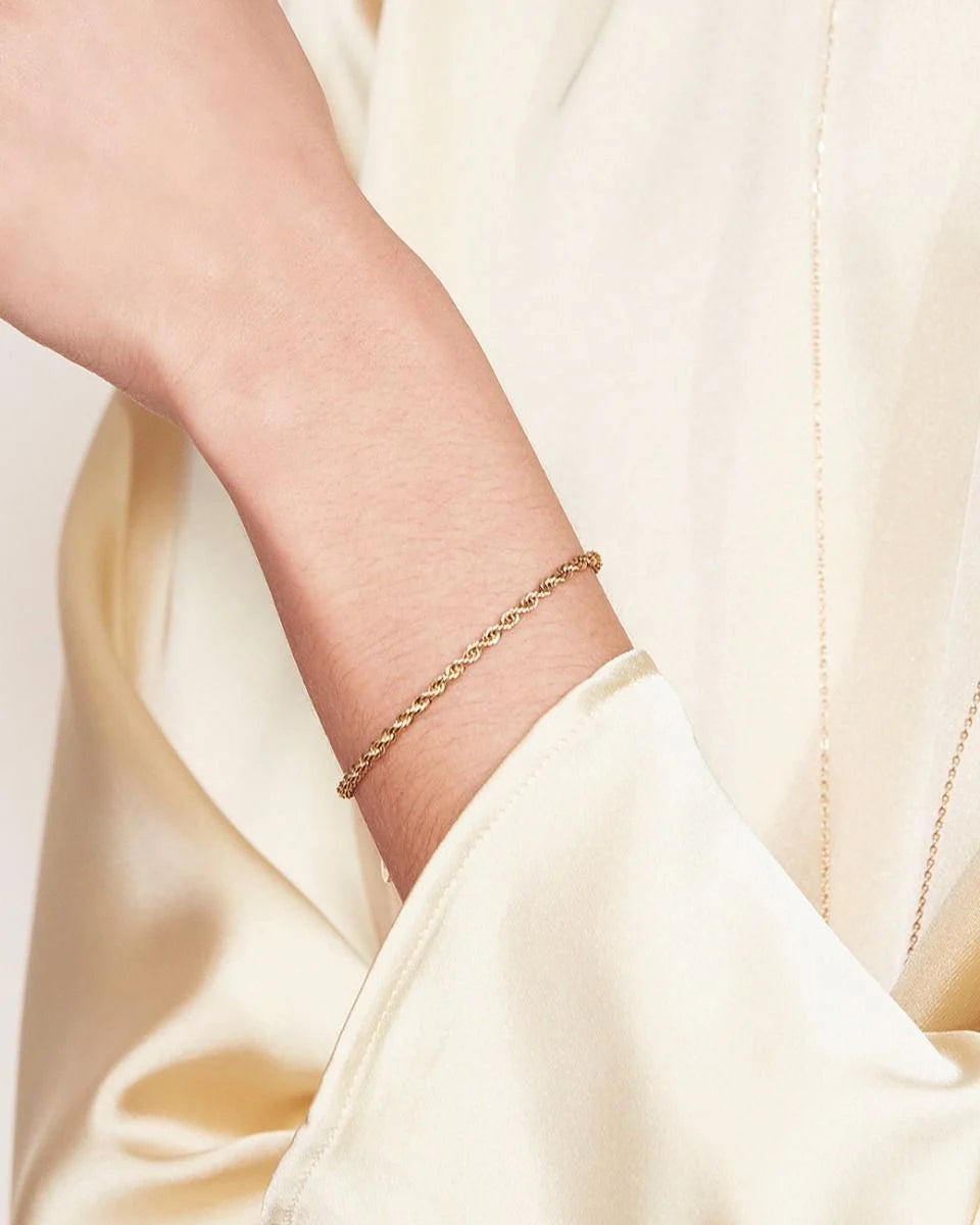 Edblad rannekoru Rope Chain Bracelet Gold, Gold pleated