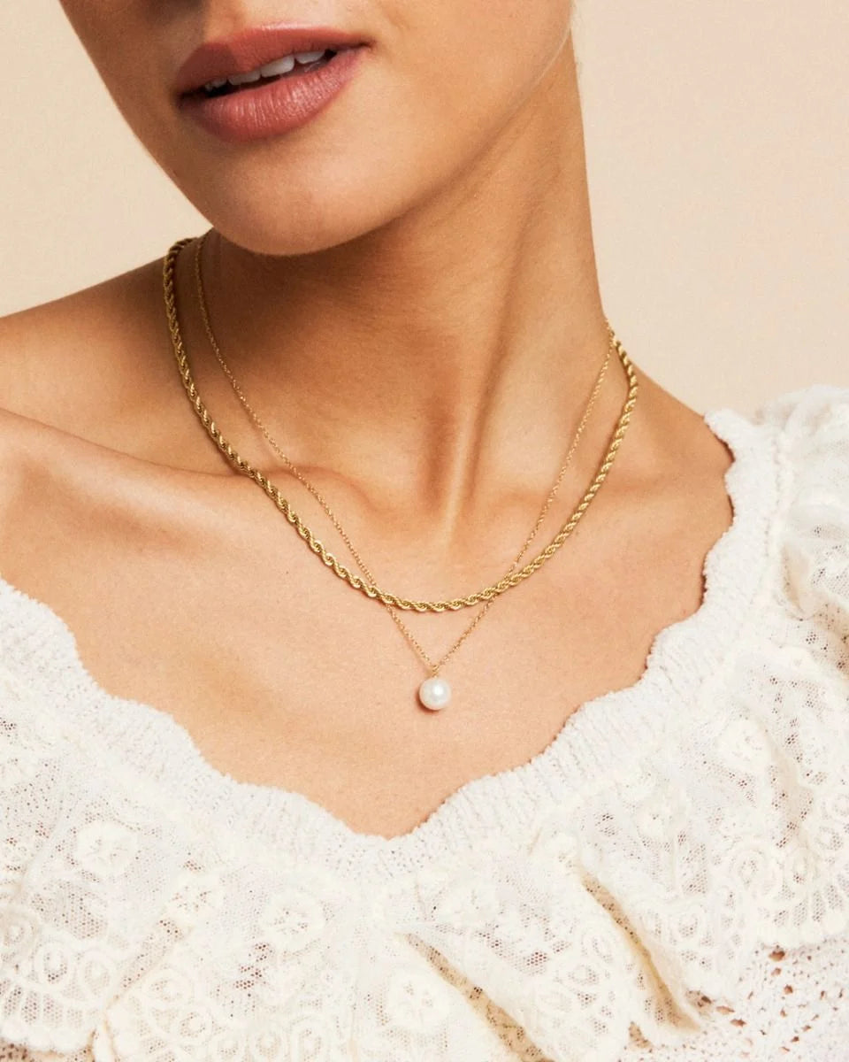 Edblad kaulakoru Rope Chain Necklace Gold, Gold pleated