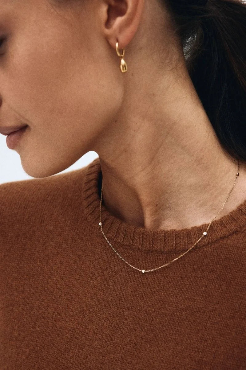 Edblad korvakorut Drop Mini Hoops, Gold pleated