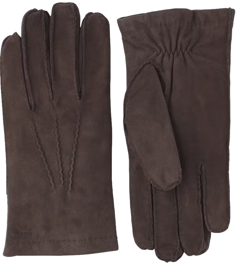 Hestra Unisex käsineet Arthur Suede Glove Wool Lining, mustanruskea