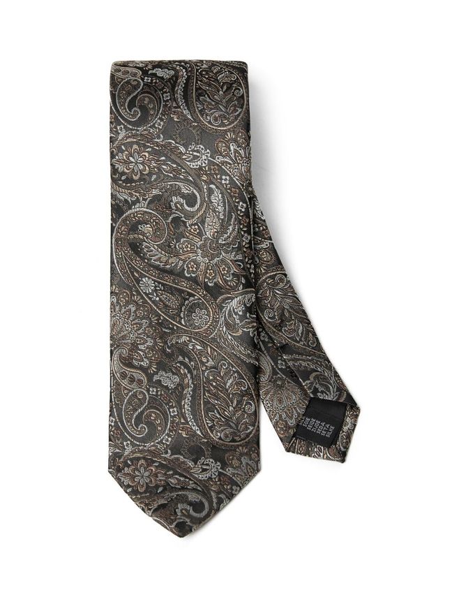 Gino Marcello solmio Silk Tie Paisley, ruskea kuosillinen