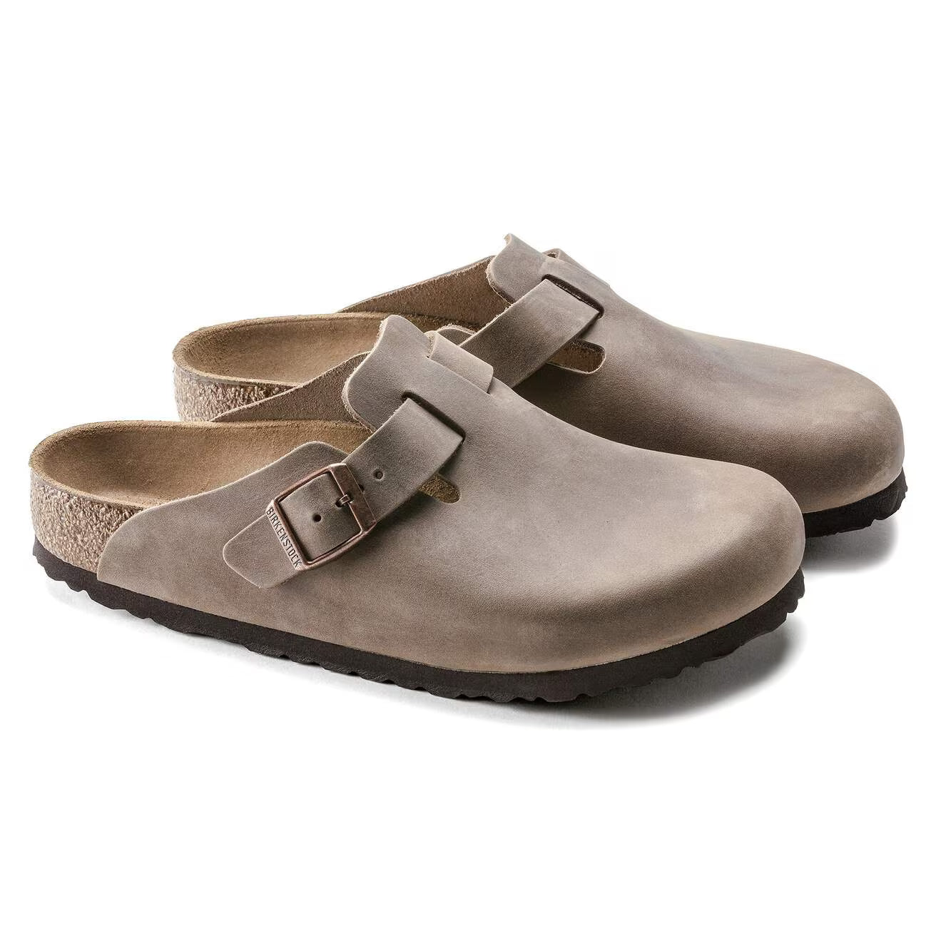 Birkenstock unisex pistokkaat Boston Regular Leather Tobacco Brown, beige