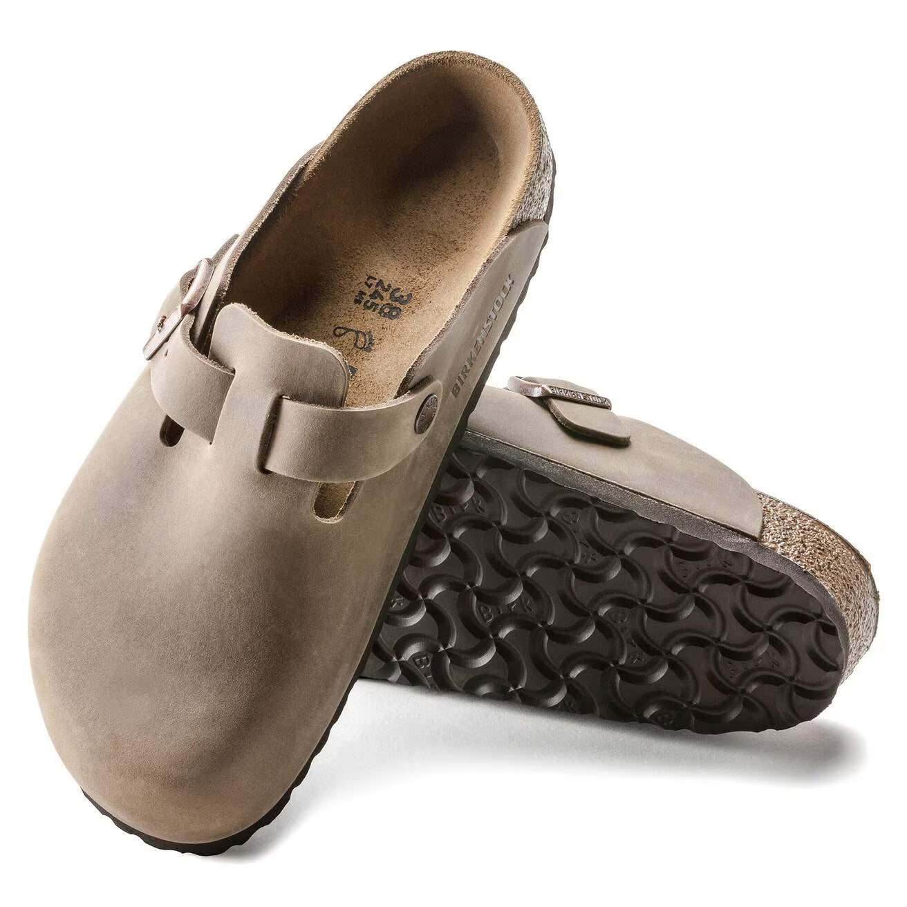 Birkenstock unisex pistokkaat Boston Regular Leather Tobacco Brown, beige