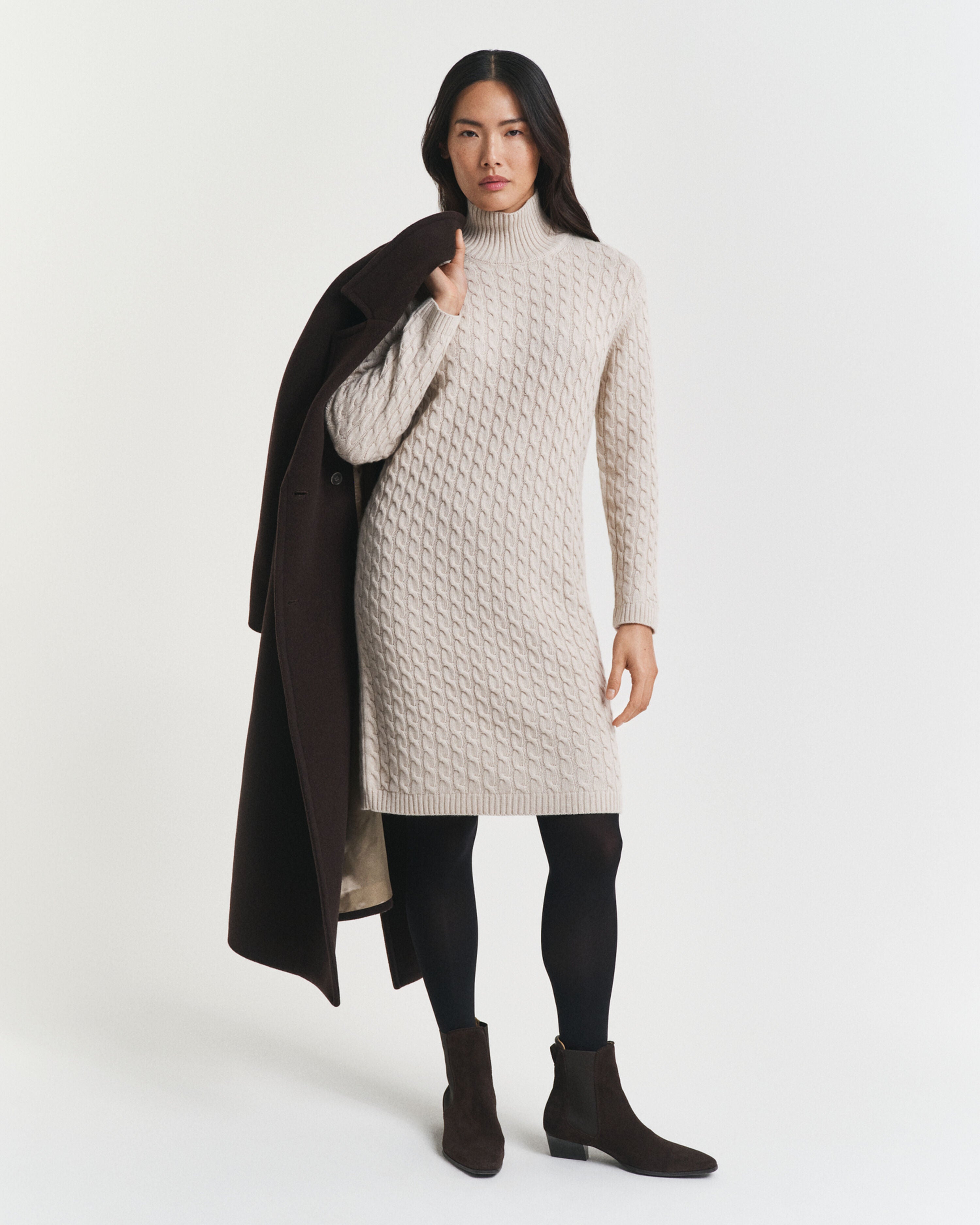 Gant naisten neulemekko CABLE KNIT DRESS, kitti