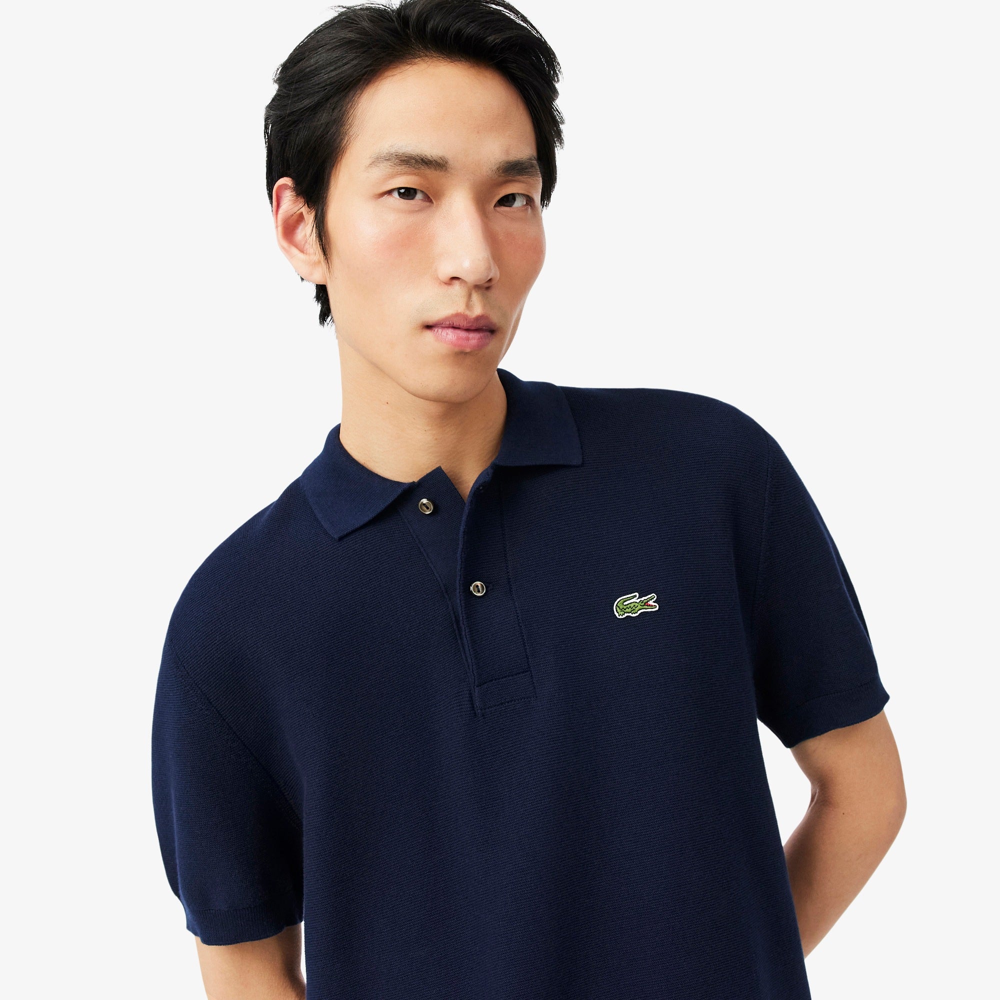 Lacoste miesten pikeepaita Fineknit Cotton Polo Collar SS Sweater, tummansininen