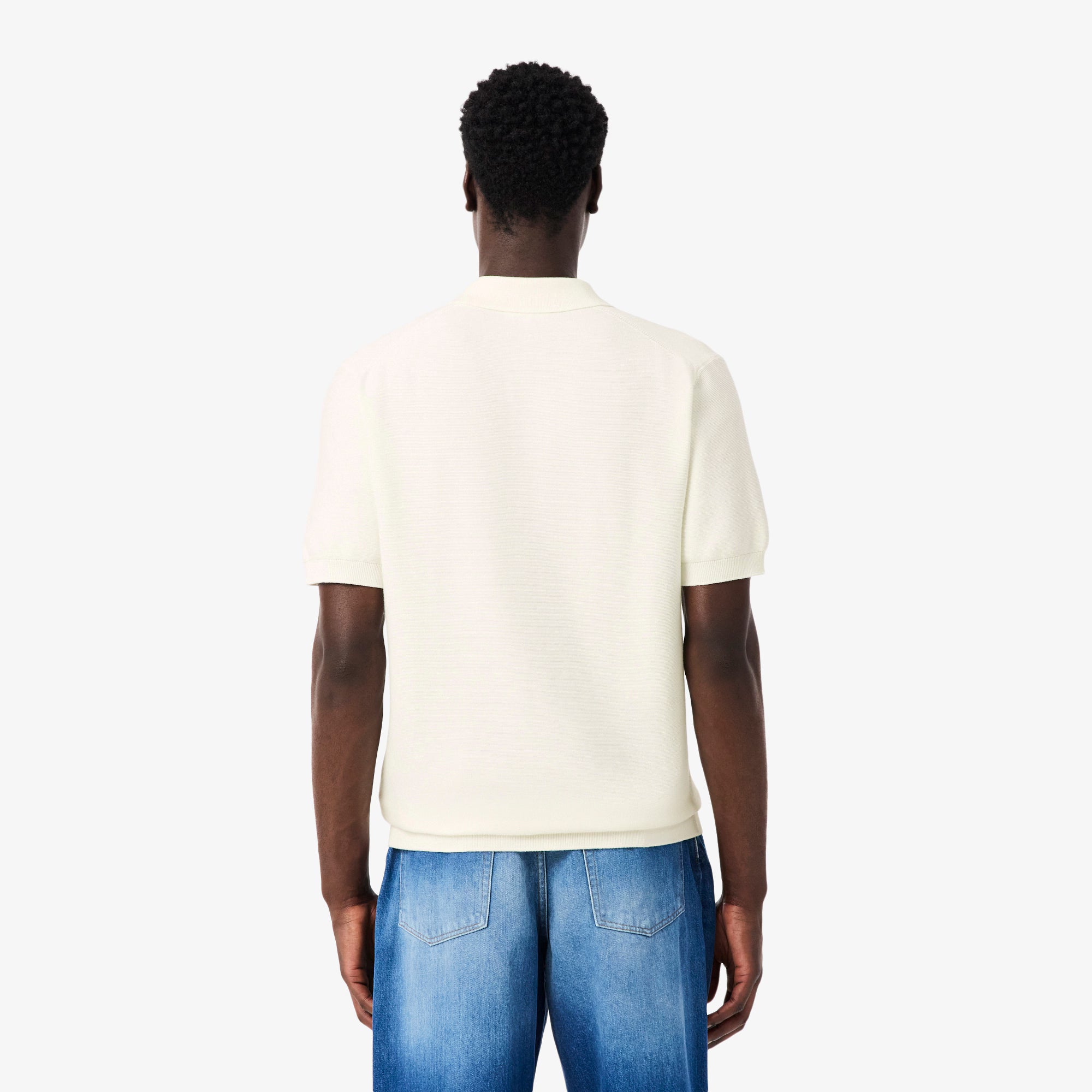 Lacoste miesten pikeepaita Fineknit Cotton Polo Collar SS Sweater, valkoinen