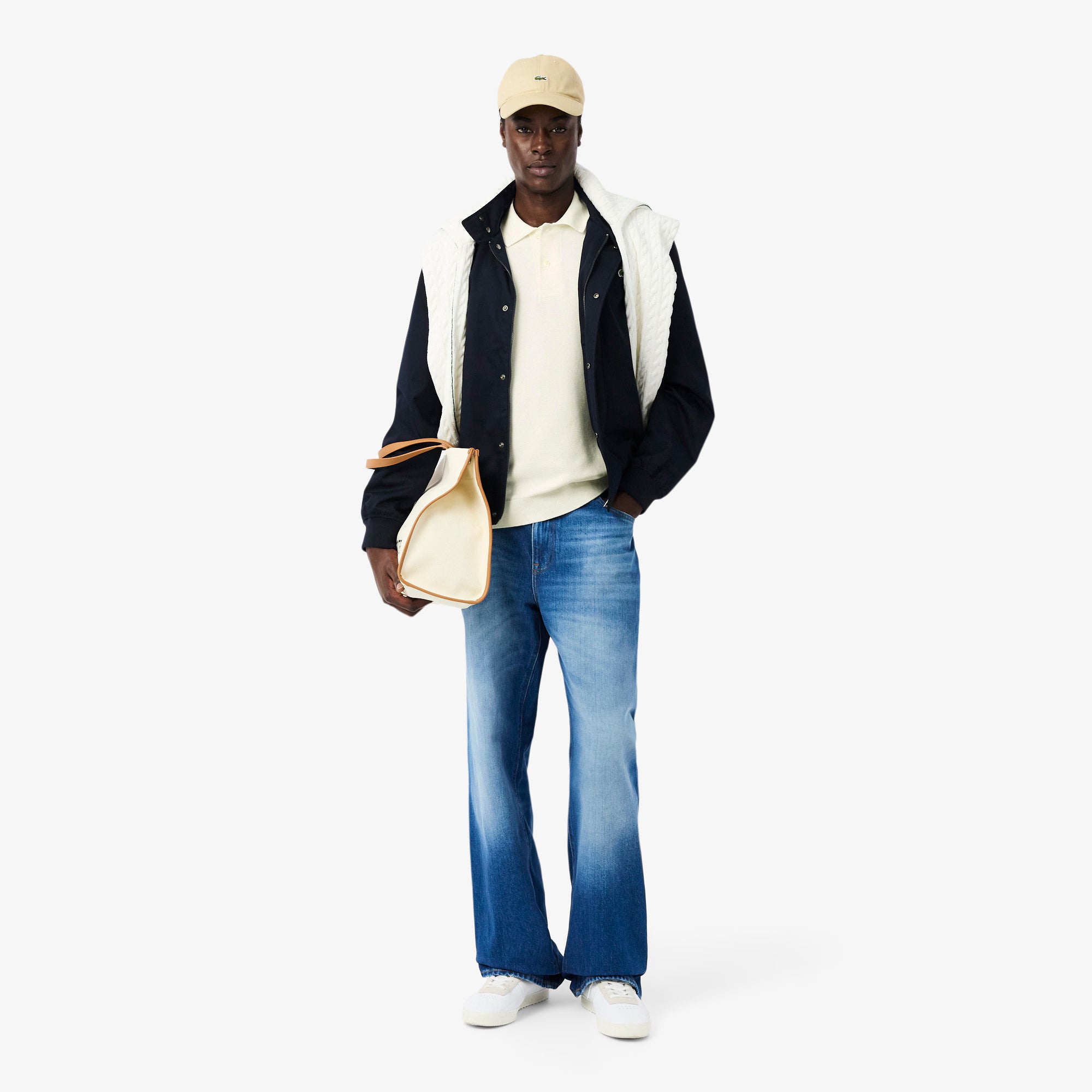 Lacoste miesten pikeepaita Fineknit Cotton Polo Collar SS Sweater, valkoinen