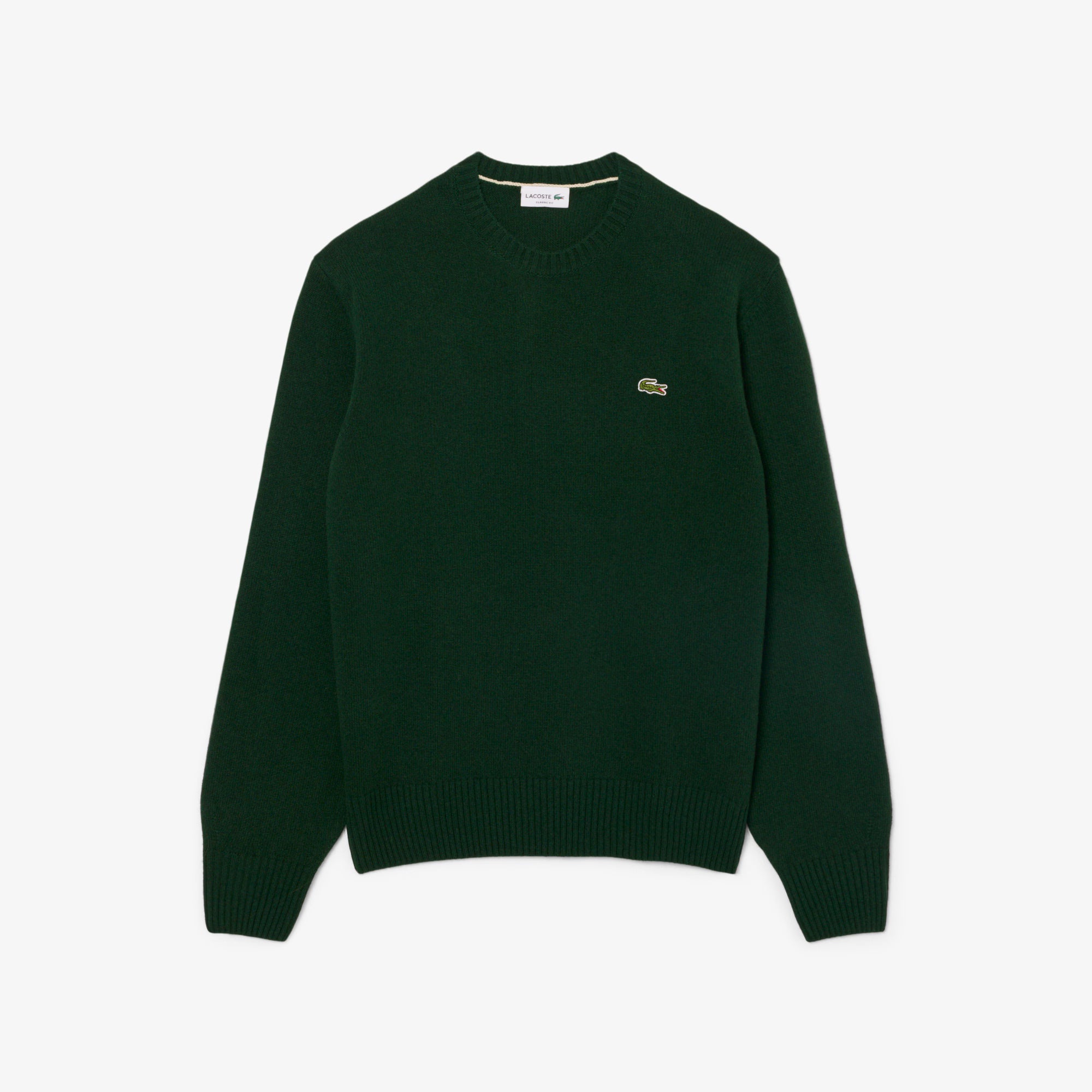 Lacoste miesten neulepusero Monochrome Wool Crew Neck Sweater, tummanvihreä