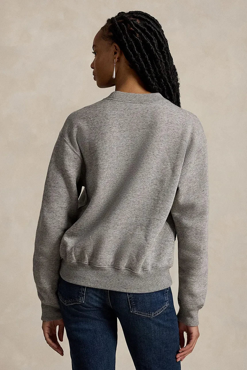 Polo Ralph Lauren naisten collegepaita Polo Bear Fleece Crewneck, vaaleanharmaa meleerattu