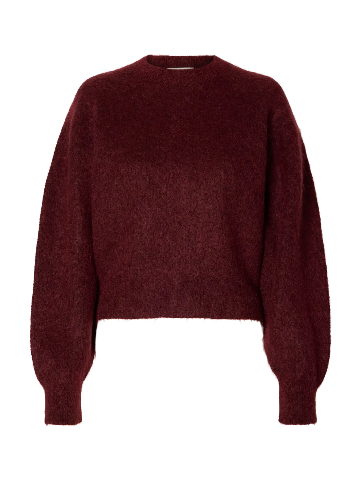 Selected Femme naisten neulepusero Mira Knit Short O-Neck, Tawny Port