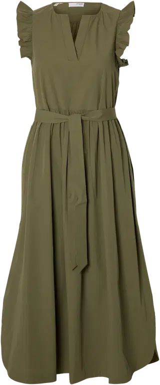 Selected Femme mekko Blair Ida Regular Sl Long Dress Noos, Deep Lichen Green
