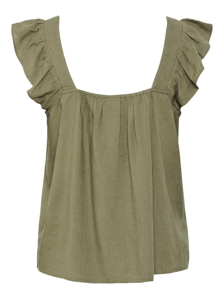 Pieces naisten toppi Pcpia Sl Top Wvn Noos, Deep Lichen Green