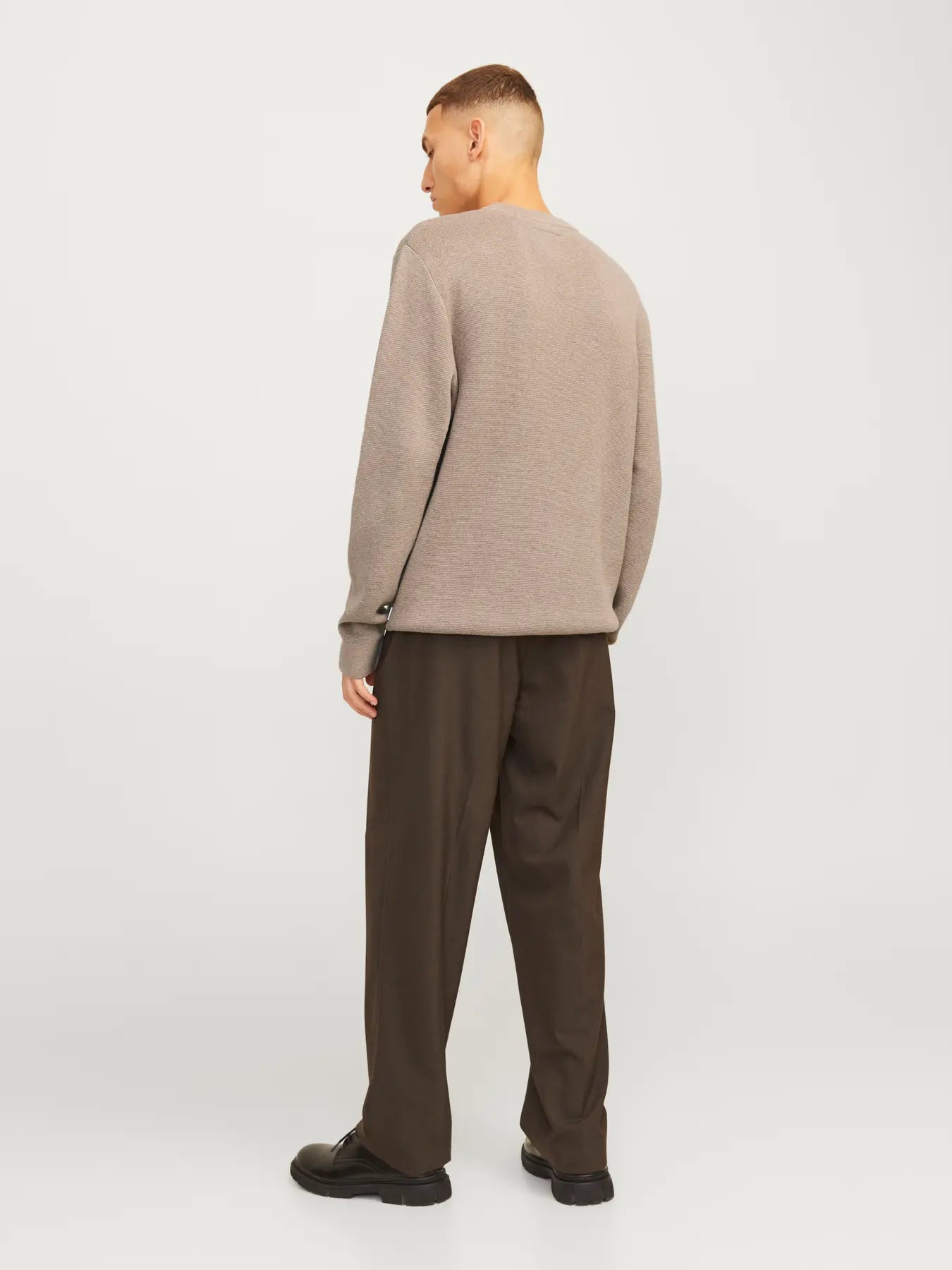 Jack and Jones miesten neulepusero Milano Stitch Crew Neck, Greige Melange