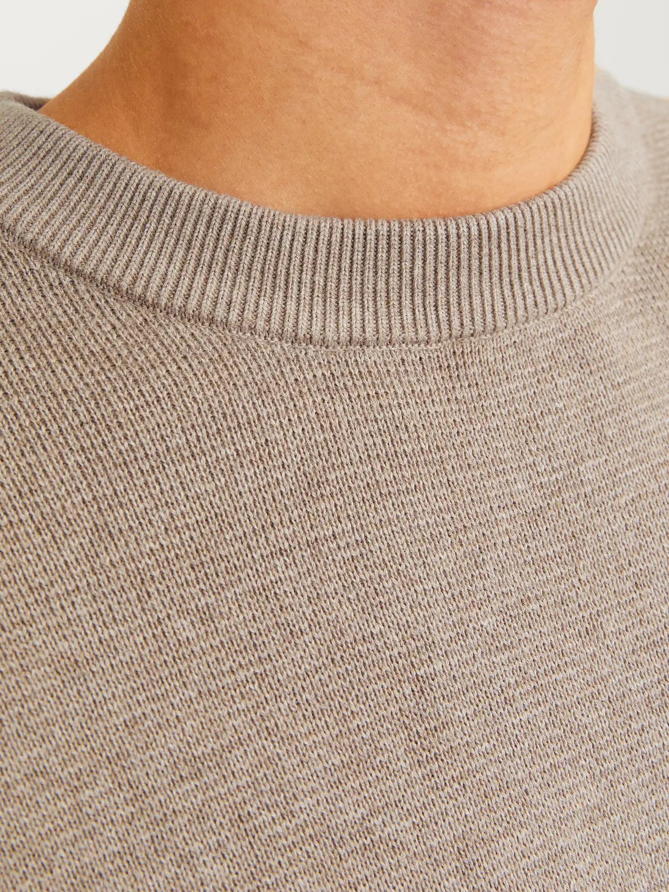 Jack and Jones miesten neulepusero Milano Stitch Crew Neck, Greige Melange