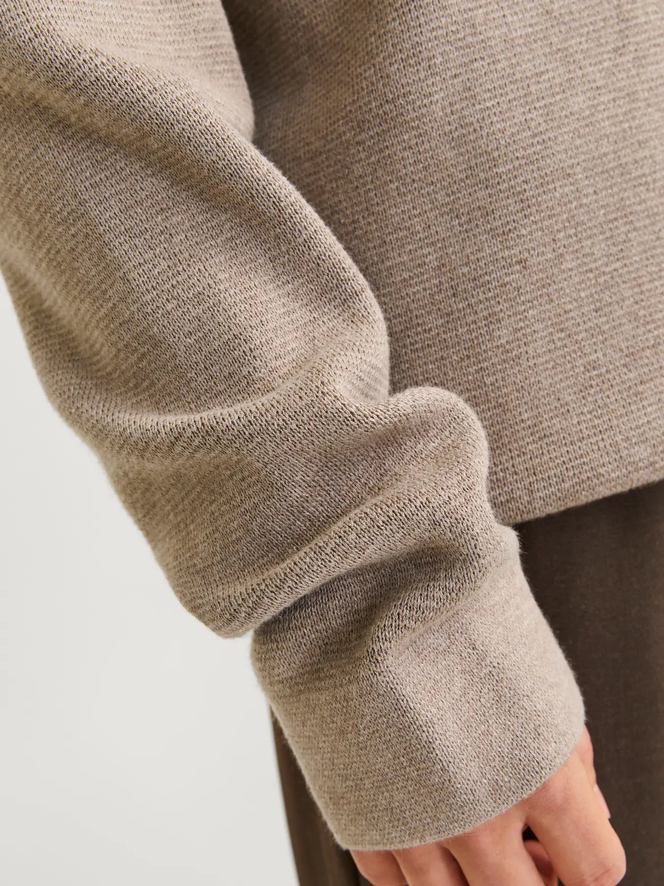 Jack and Jones miesten neulepusero Milano Stitch Crew Neck, Greige Melange