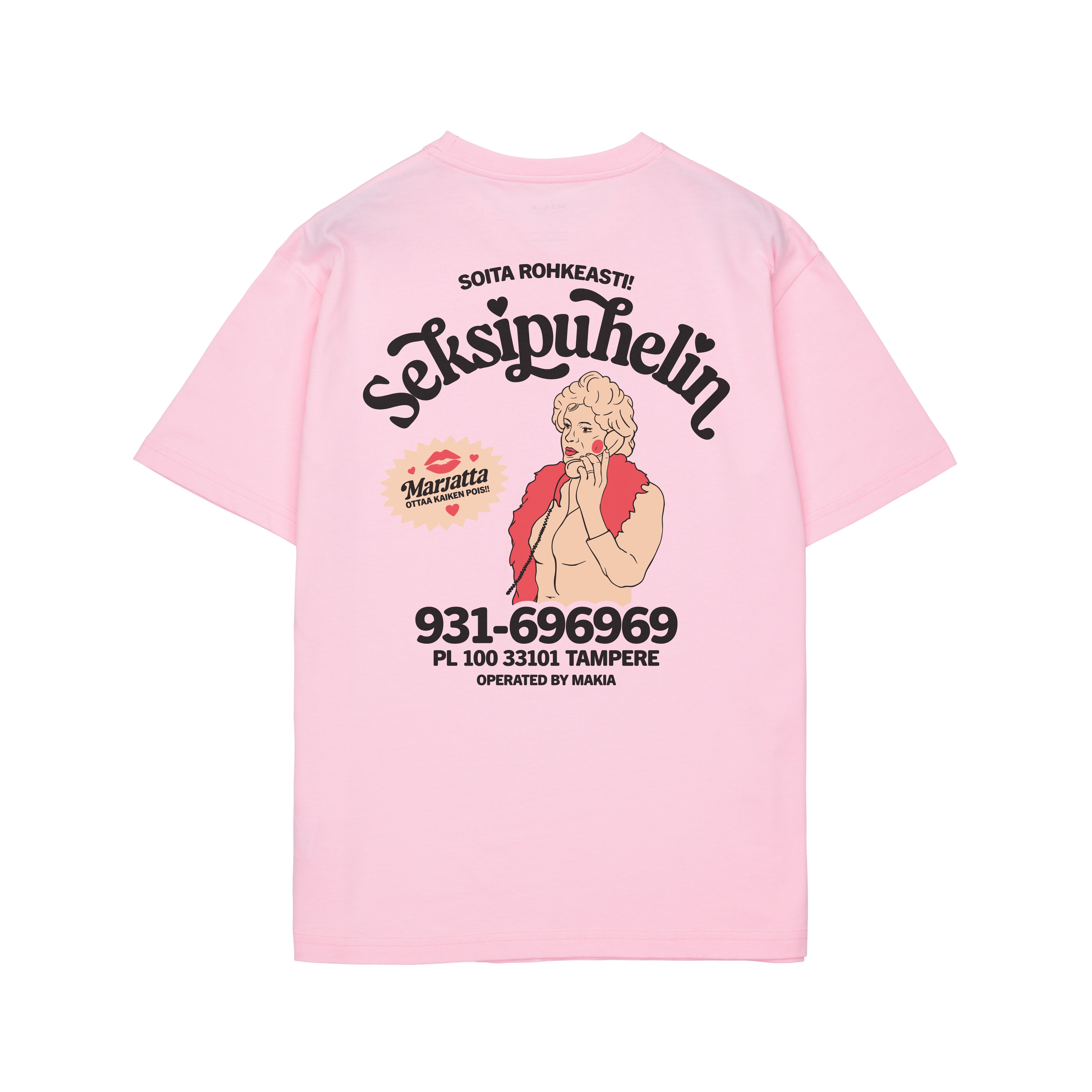 Makia Kummeli Seksipuhelin T-shirt, vaaleanpunainen