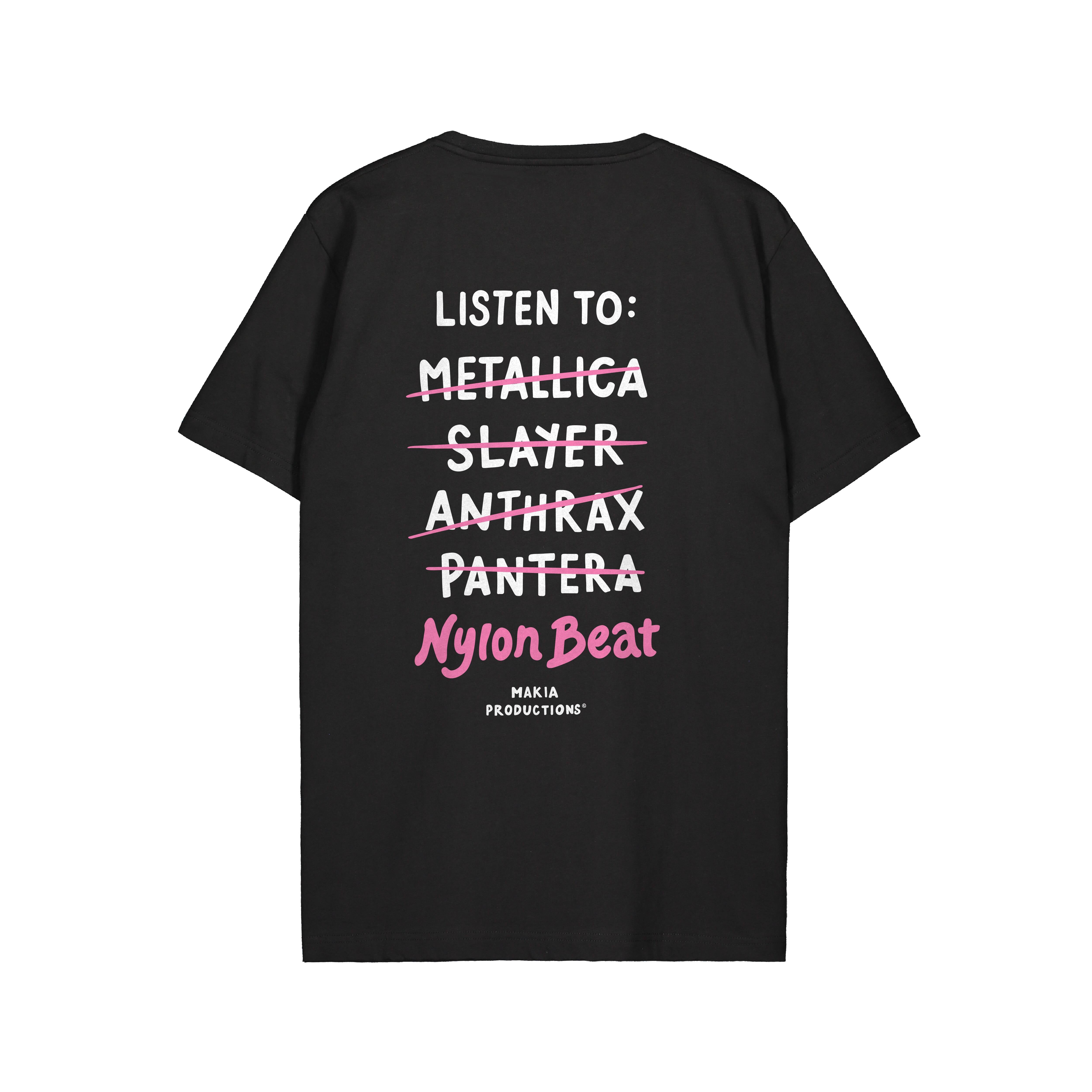Makia x Nylon Beat t-paita Listen to T-shirt, musta