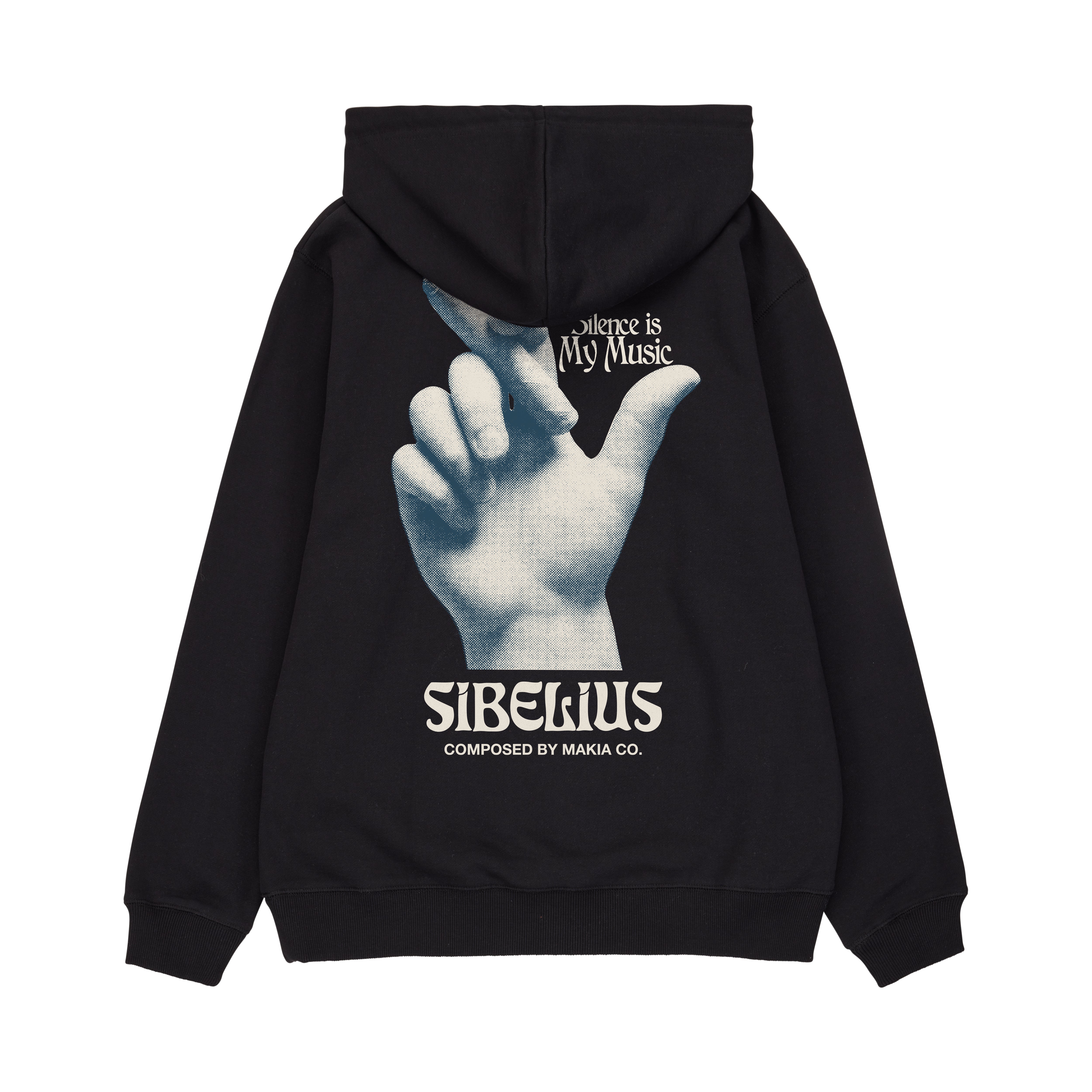 Makia x Sibelius miesten huppari Sibelius Silence Zip Hooded Sweatshirt, musta