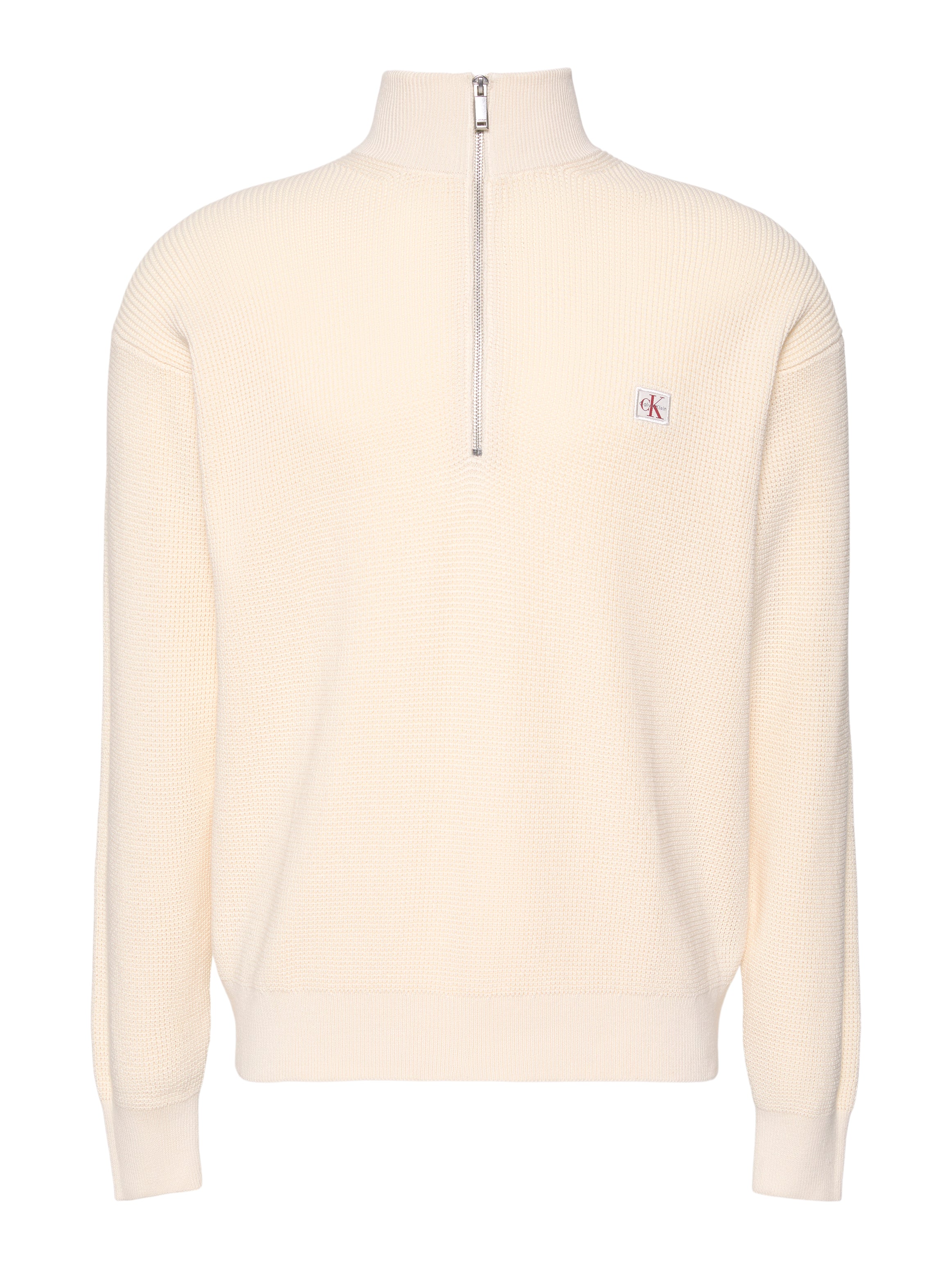 Calvin Klein Jeans miesten collegepaita ELS EZ Cotton Waffle Quarter Zip, kerma