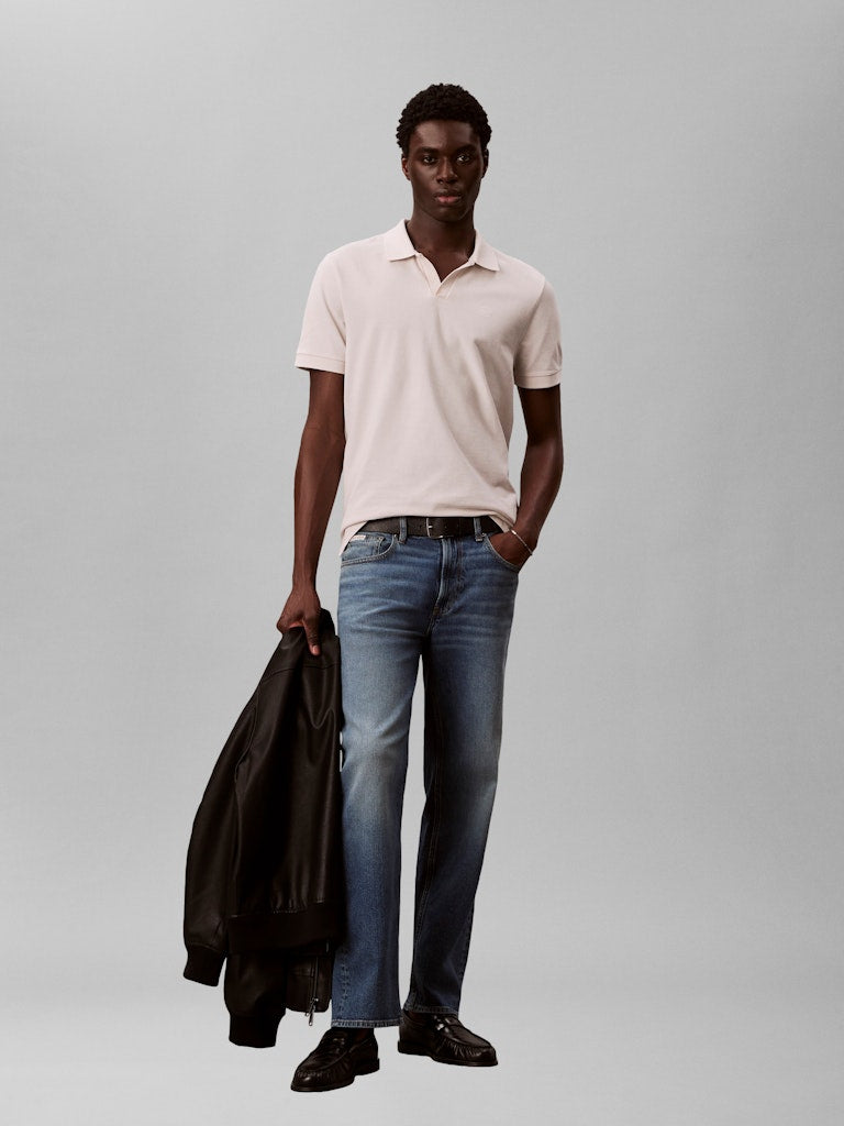 Calvin Klein Jeans miesten pikeepaita SS Open Collar Casual Pique Polo, kerma