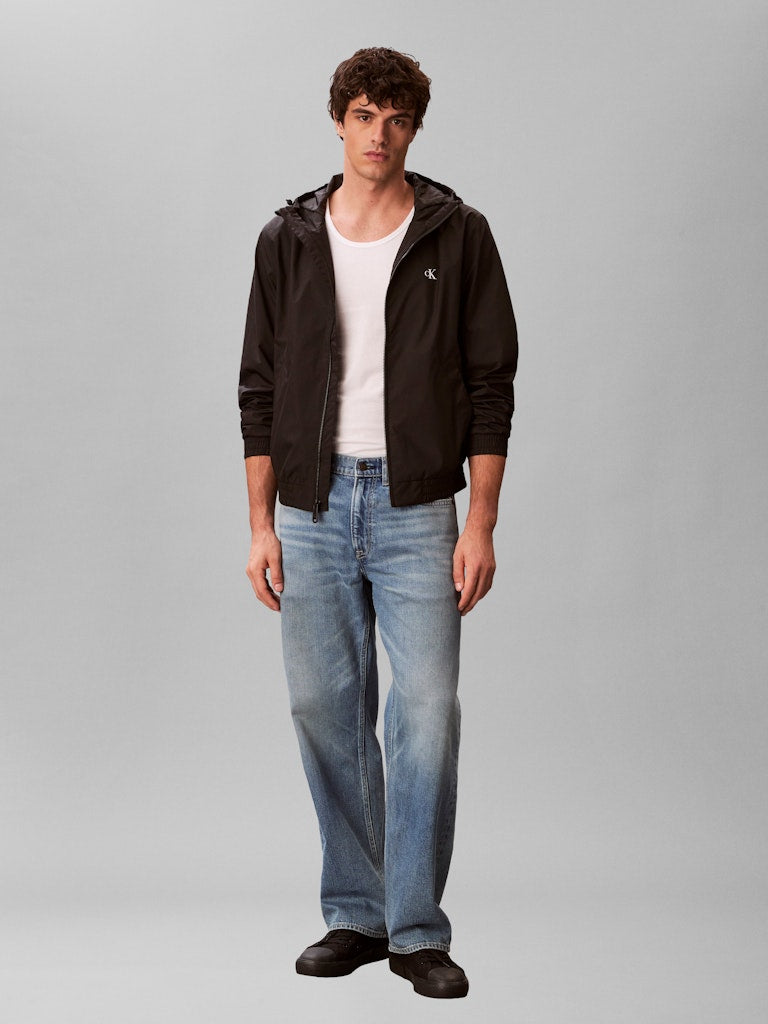 Calvin Klein Jeans miesten takki LS Hooded Nylon Harrington, musta