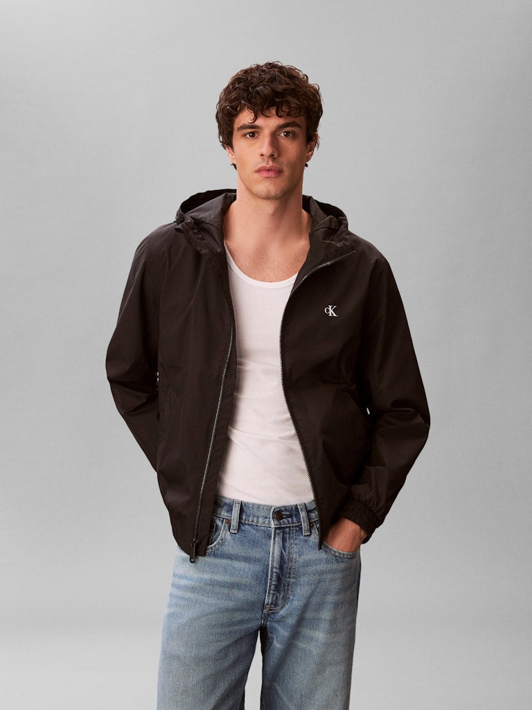 Calvin Klein Jeans miesten takki LS Hooded Nylon Harrington, musta