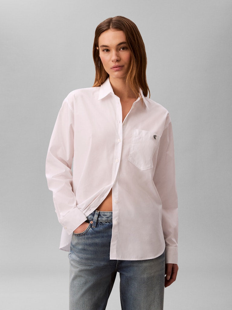 Calvin Klein Jeans naisten paitapusero Cotton Poplin Relaxed Shirt, valkoinen