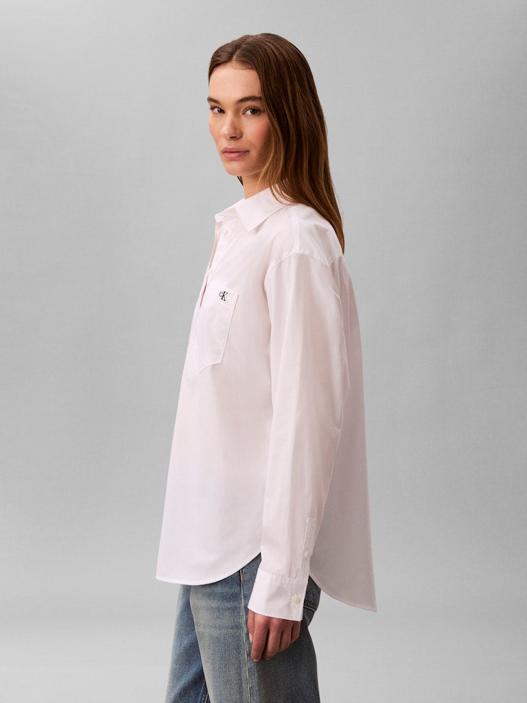Calvin Klein Jeans naisten paitapusero Cotton Poplin Relaxed Shirt, valkoinen