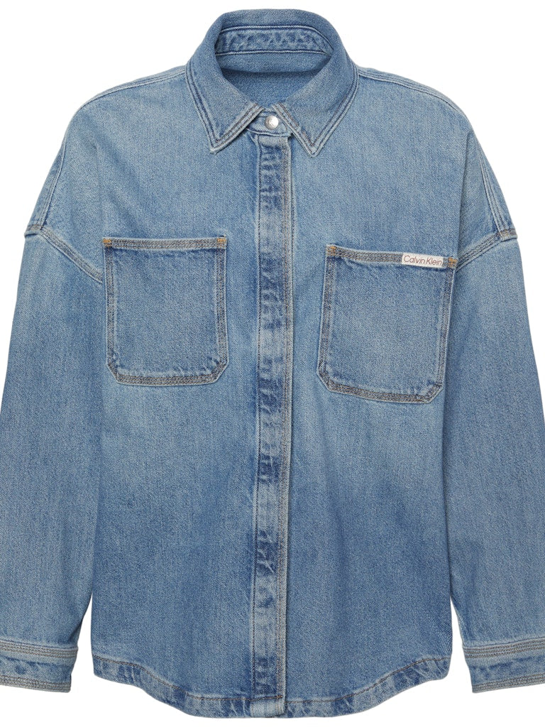 Calvin Klein Jeans naisten farkkupaita DENIM BOYFRIEND SHIRT OVERNIGHT, sininen