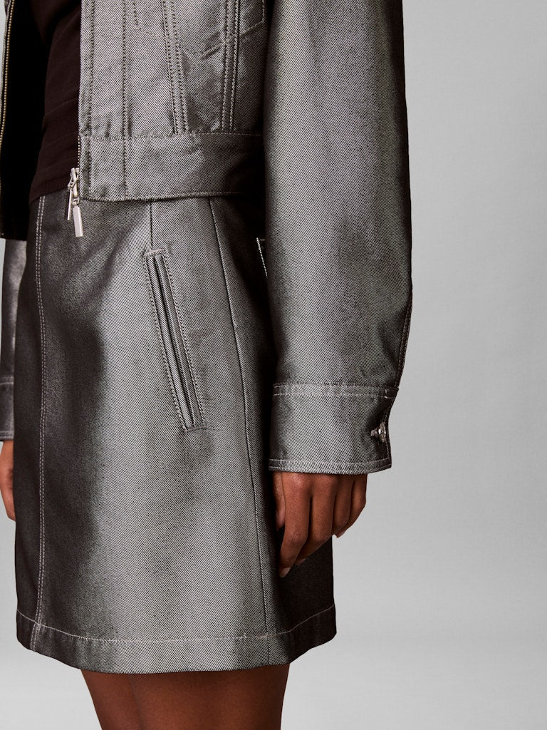 Calvin Klein Jeans naisten hame A LINE SKIRT DENIM SHINE, hopeanharmaa