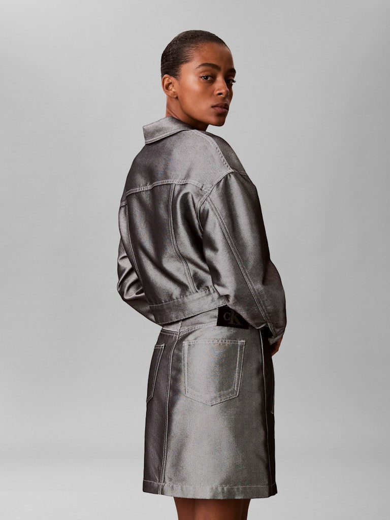 Calvin Klein Jeans naisten hame A LINE SKIRT DENIM SHINE, hopeanharmaa