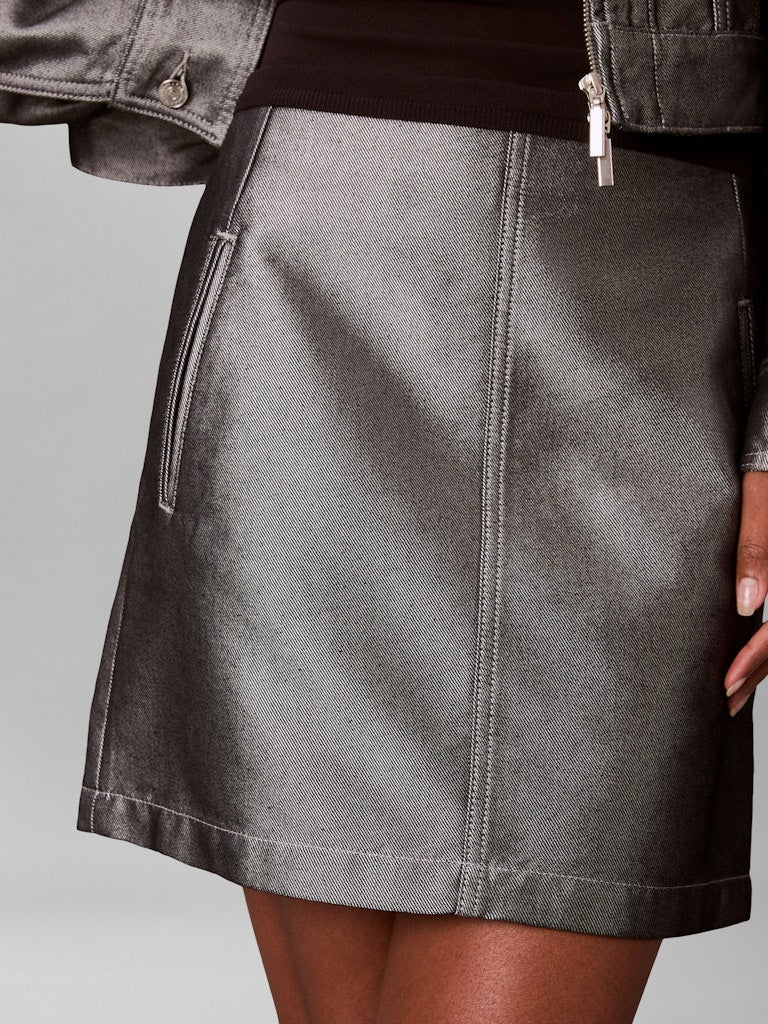 Calvin Klein Jeans naisten hame A LINE SKIRT DENIM SHINE, hopeanharmaa