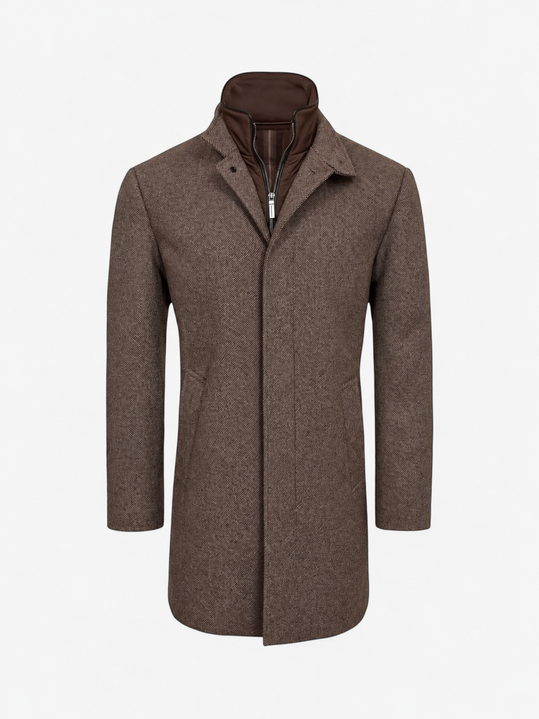 Gino marcello miesten villakangastakki Wool Coat, kaakaonruskea