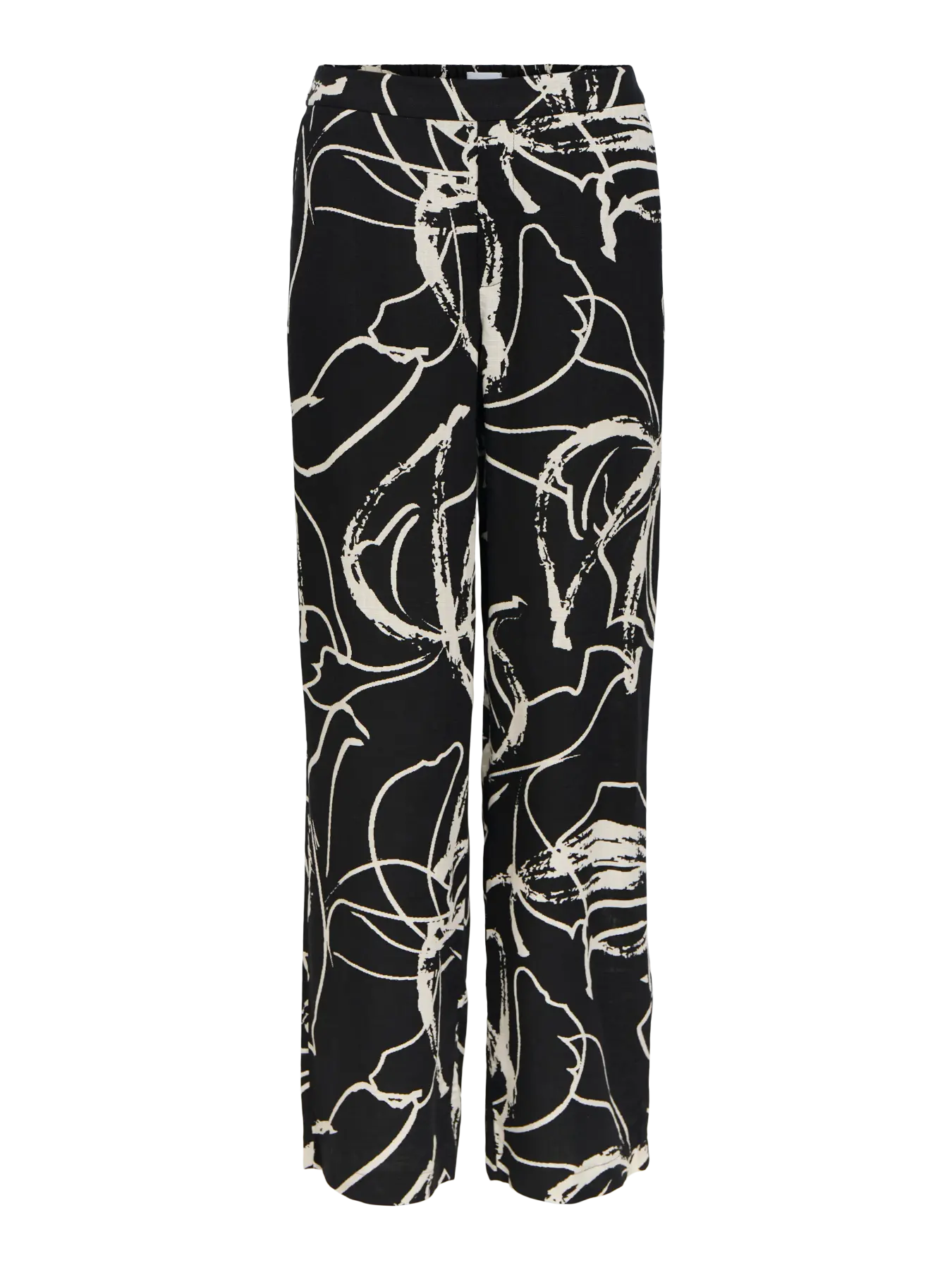 Object naisten housut OBJSanne Aline Wide Pant, musta kuviollinen