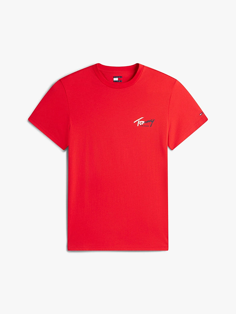 Tommy Jeans miesten t-paita Slim Sign Chest, punainen