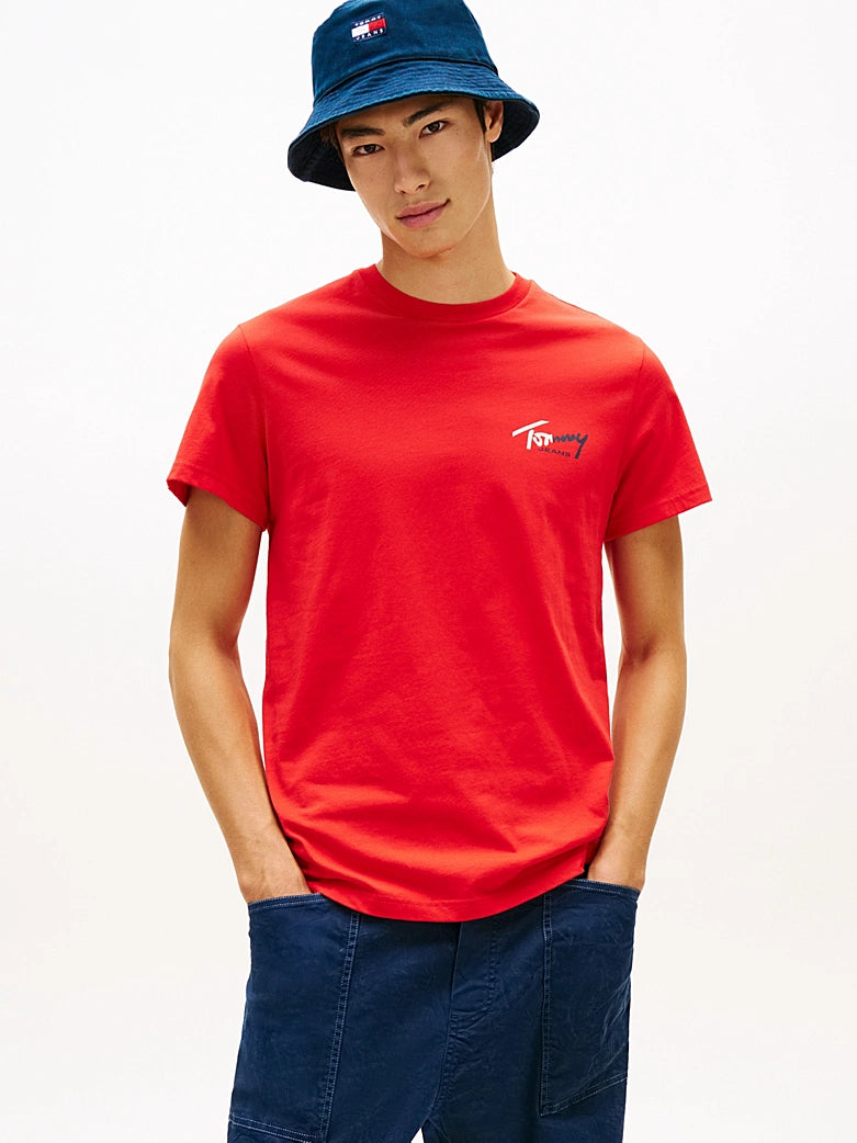 Tommy Jeans miesten t-paita Slim Sign Chest, punainen