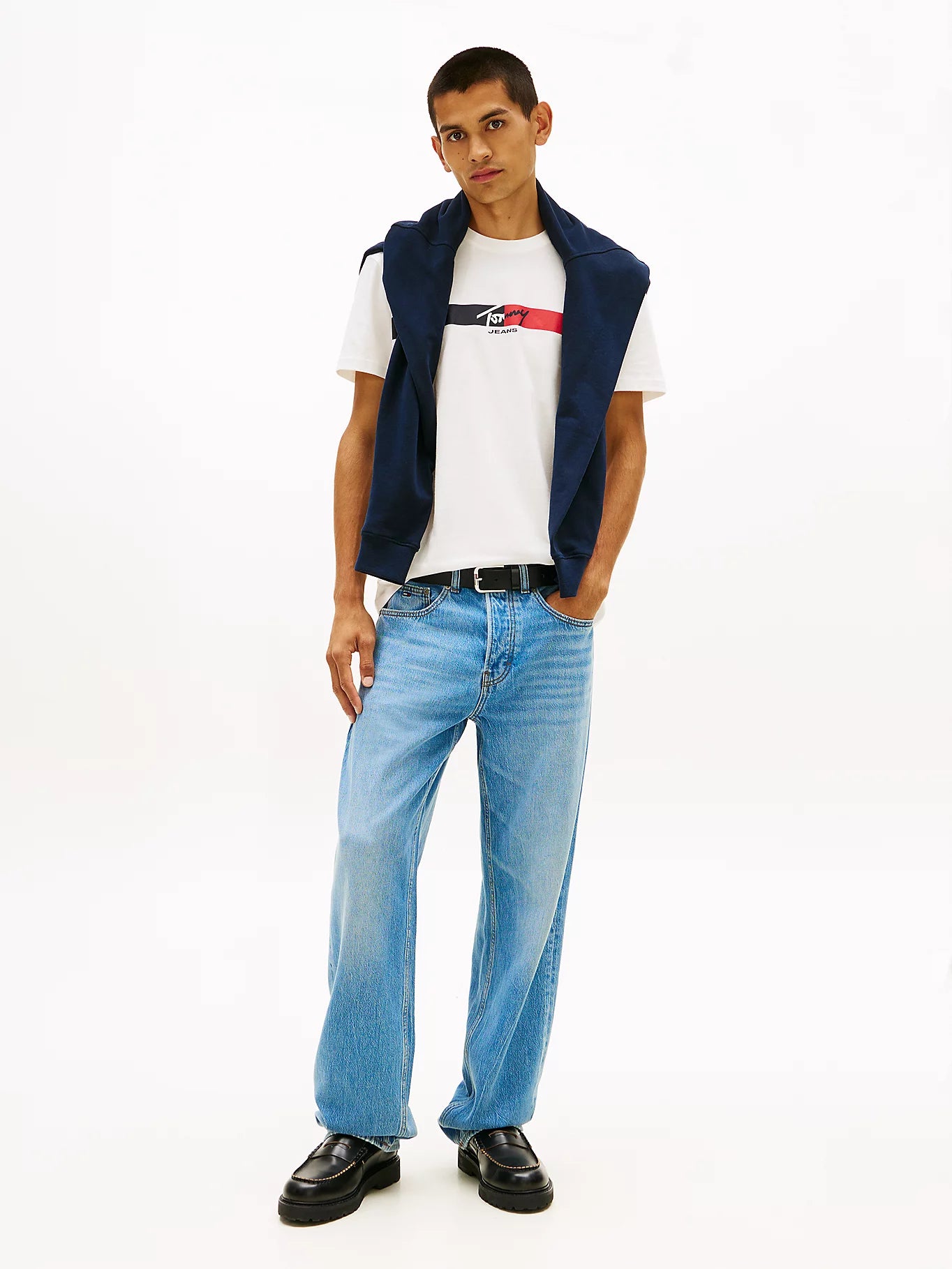 Tommy Jeans miesten t-paita TJM REG SIGNATURE STRIPE T EXT, valkoinen