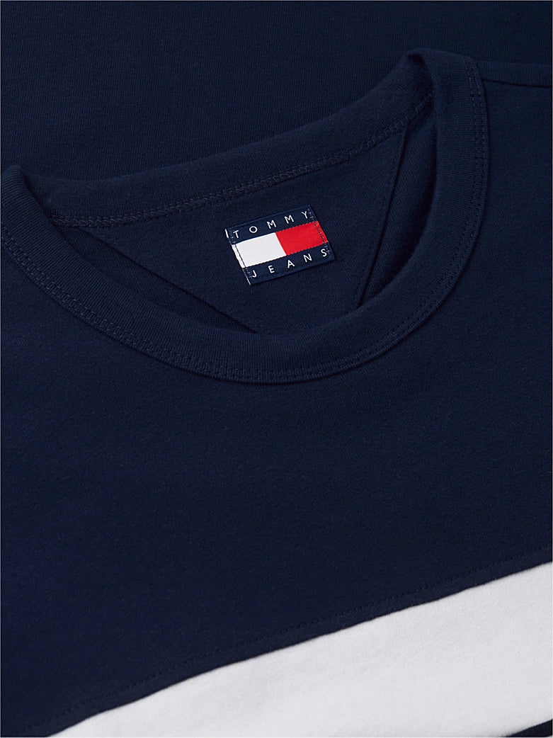 Tommy Jeans miesten t-paita Signature Logo Tape, tummansininen