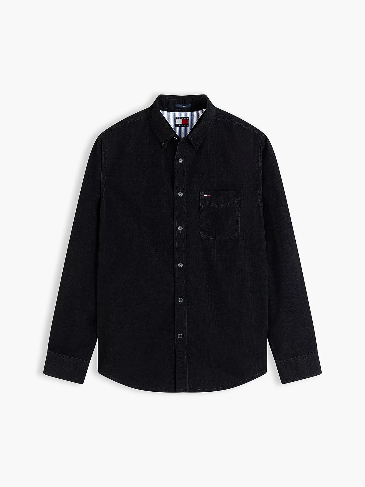 Tommy Jeans miesten kauluspaita Baby Corduroy Shirt, musta