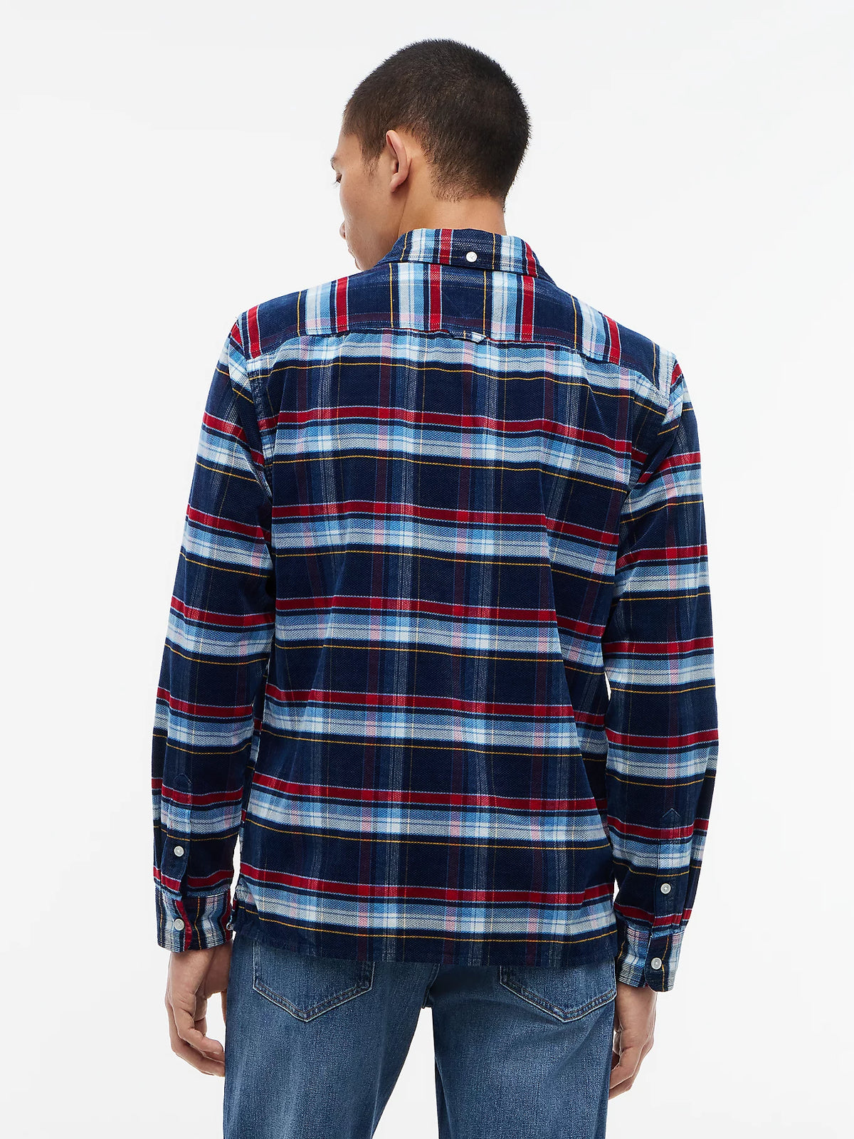 Tommy Jeans miesten kauluspaita Tjm Reg Pattern Corduroy Shirt, tummansininen ruutu