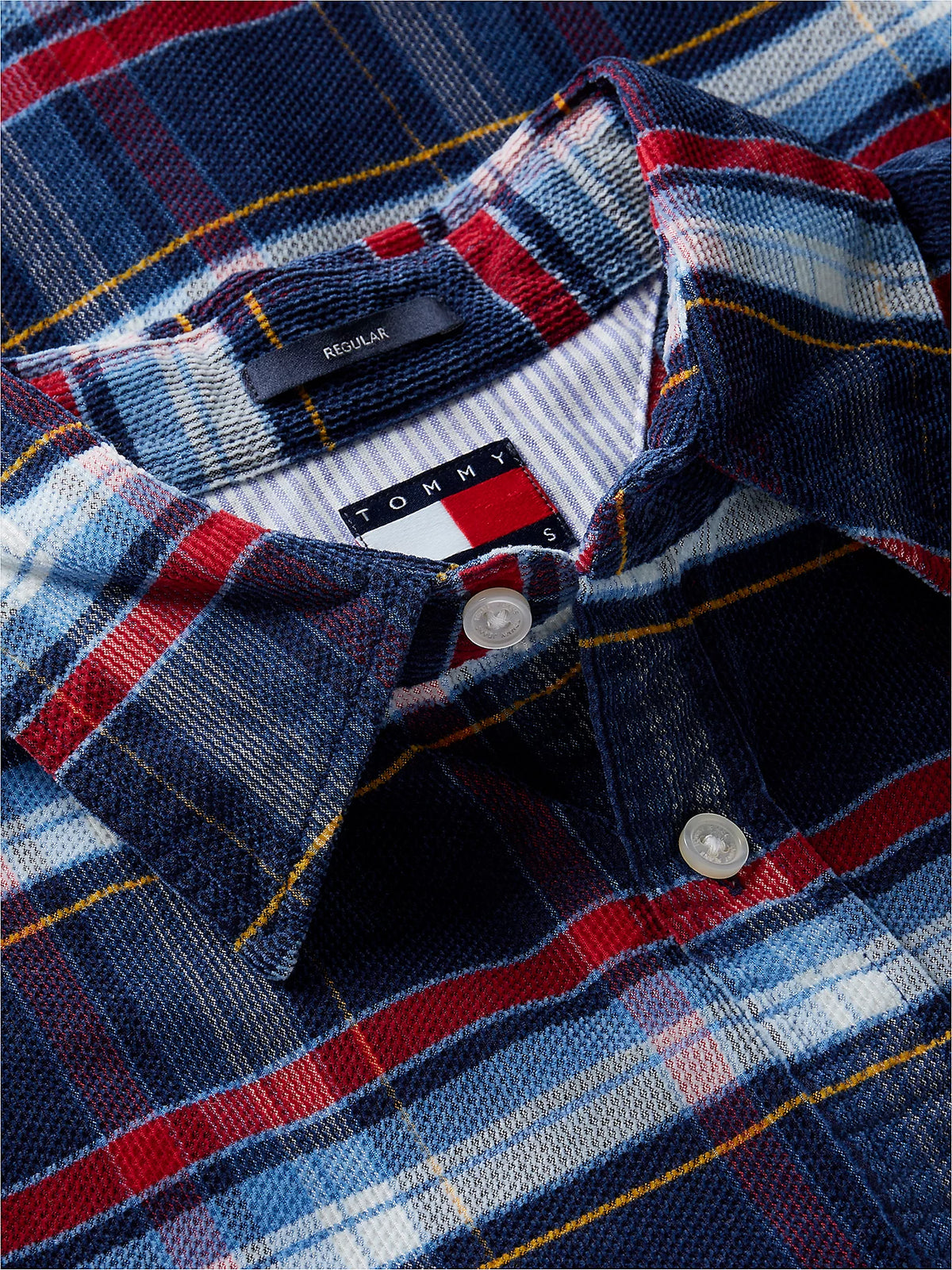 Tommy Jeans miesten kauluspaita Tjm Reg Pattern Corduroy Shirt, tummansininen ruutu