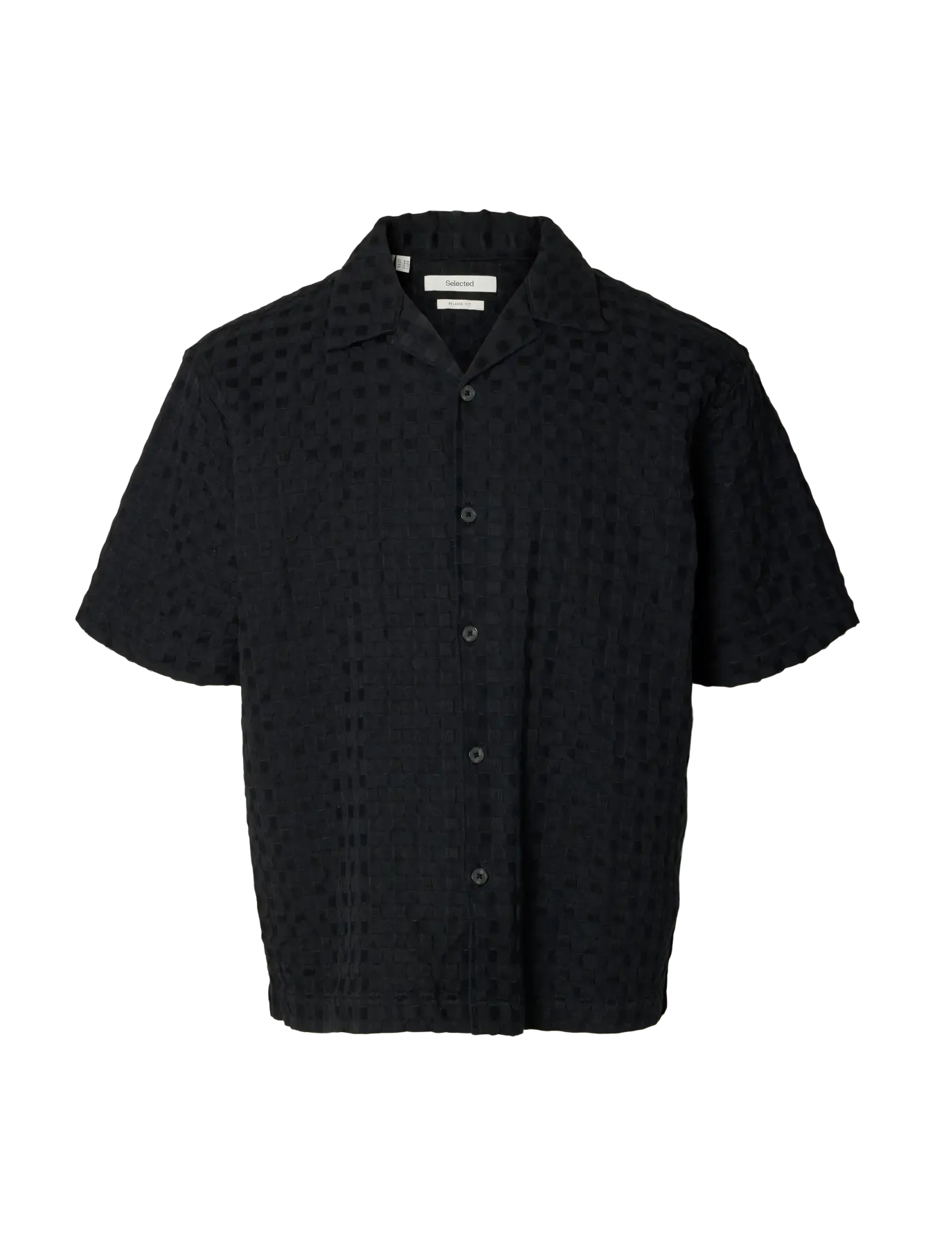 Selected lyhythihainen kauluspaita SLHRLXMONTY Texture Shirt, musta