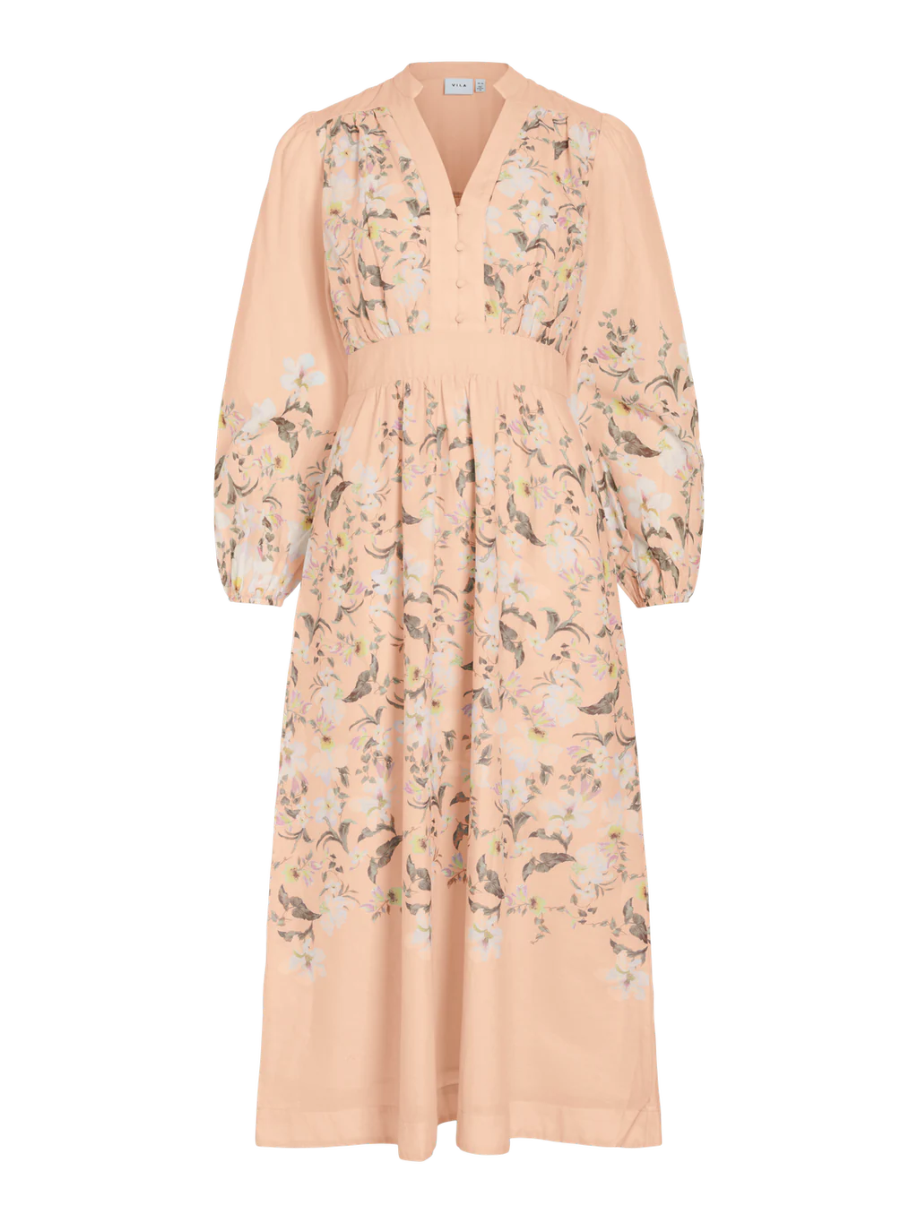 Vila midimekko Vizanila Gil L/S Midi Dress, Peach Parfait Gil