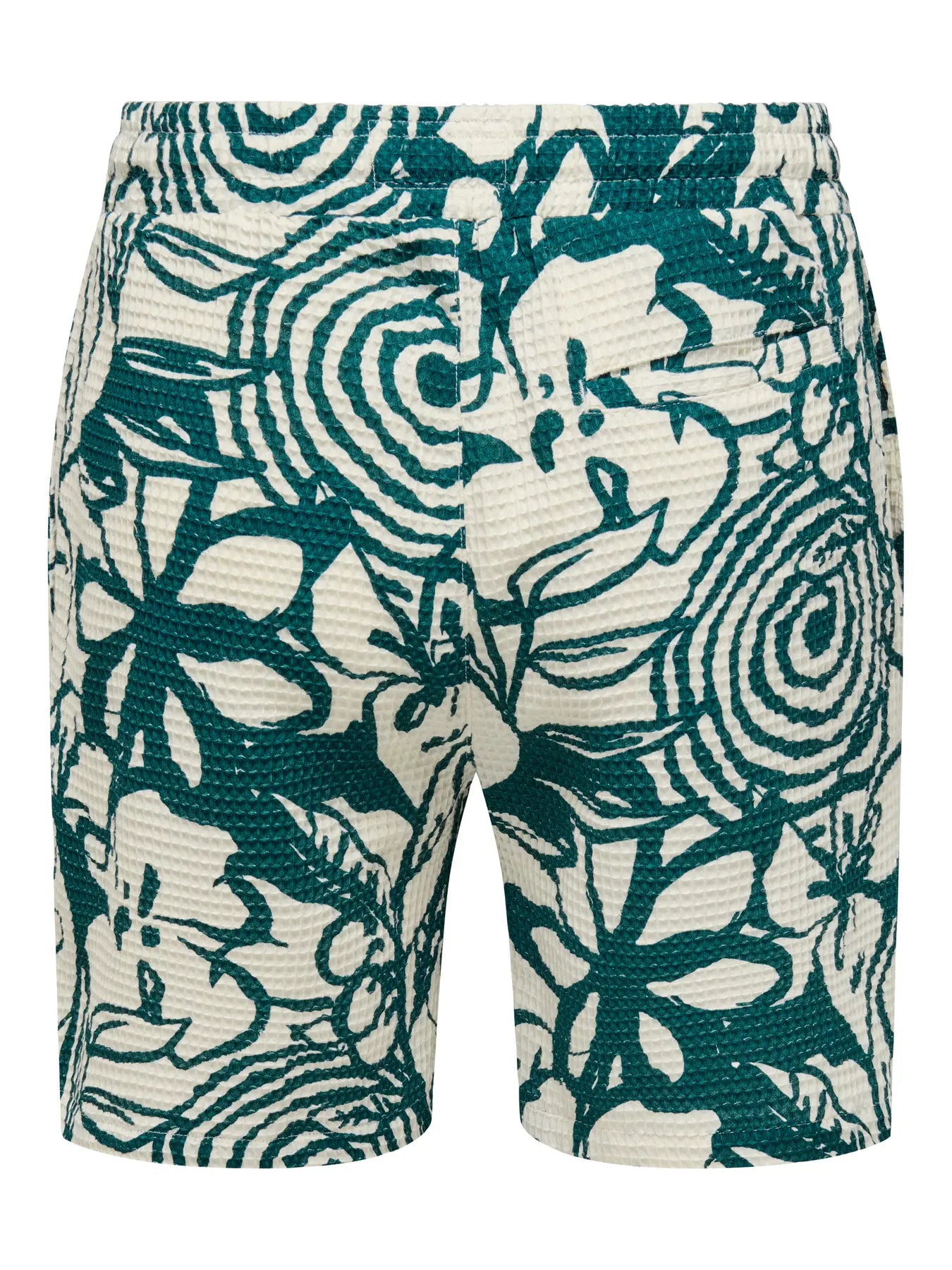 Only and Sons miesten shortsit Onstel Savier Waffle Shorts, vihreä kuosillinen