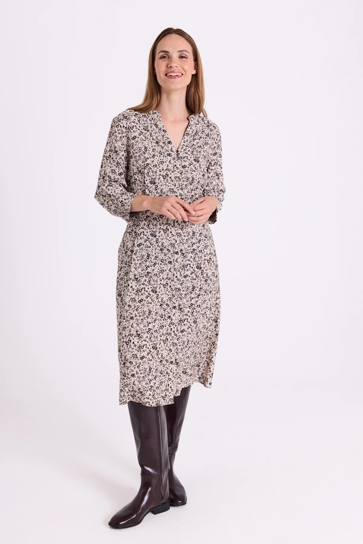 Freequent naisten mekko Molli Dress, kuosillinen beige