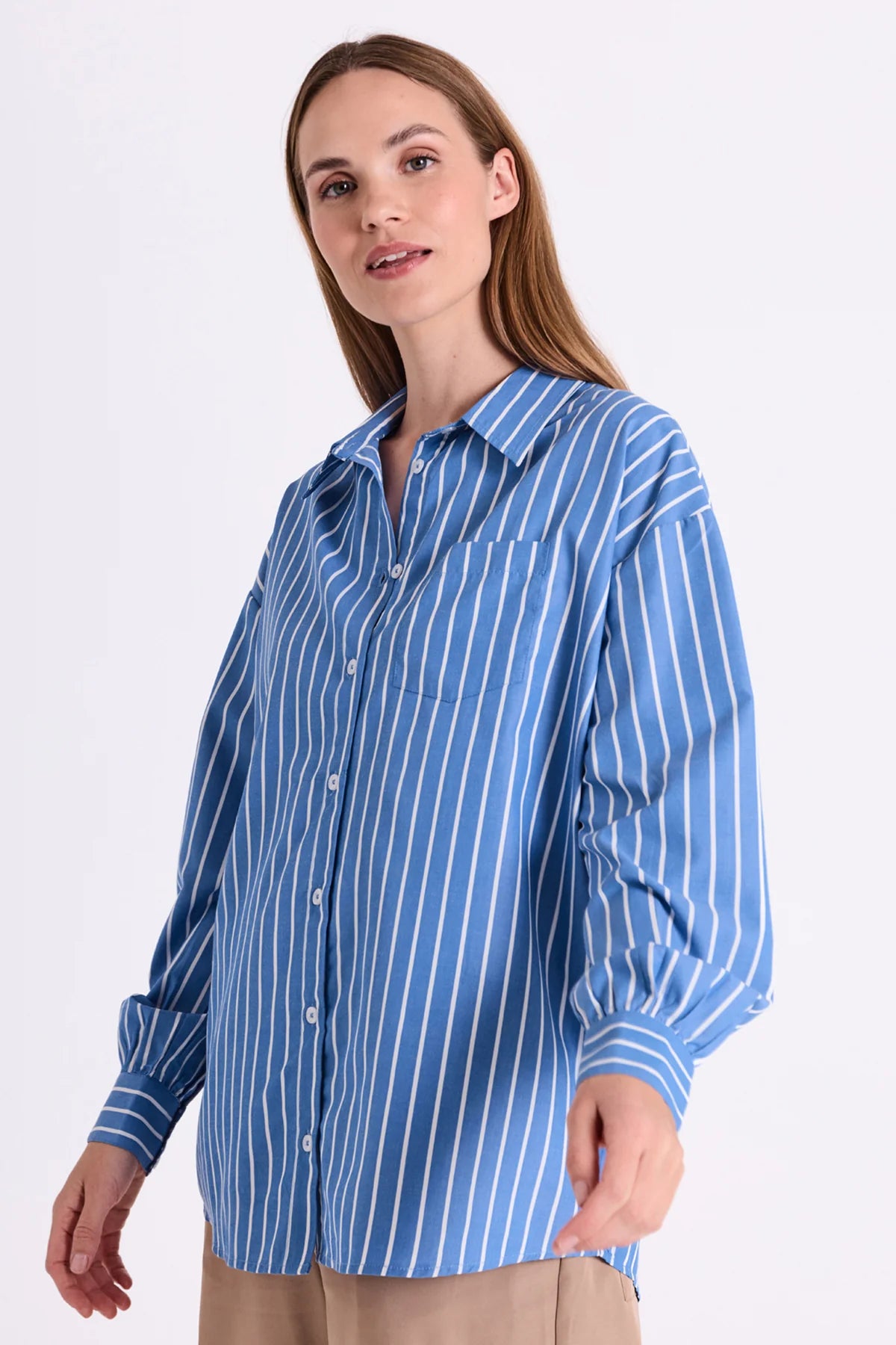 Freequent naisten paitapusero Zappa Shirt, raidallinen sininen