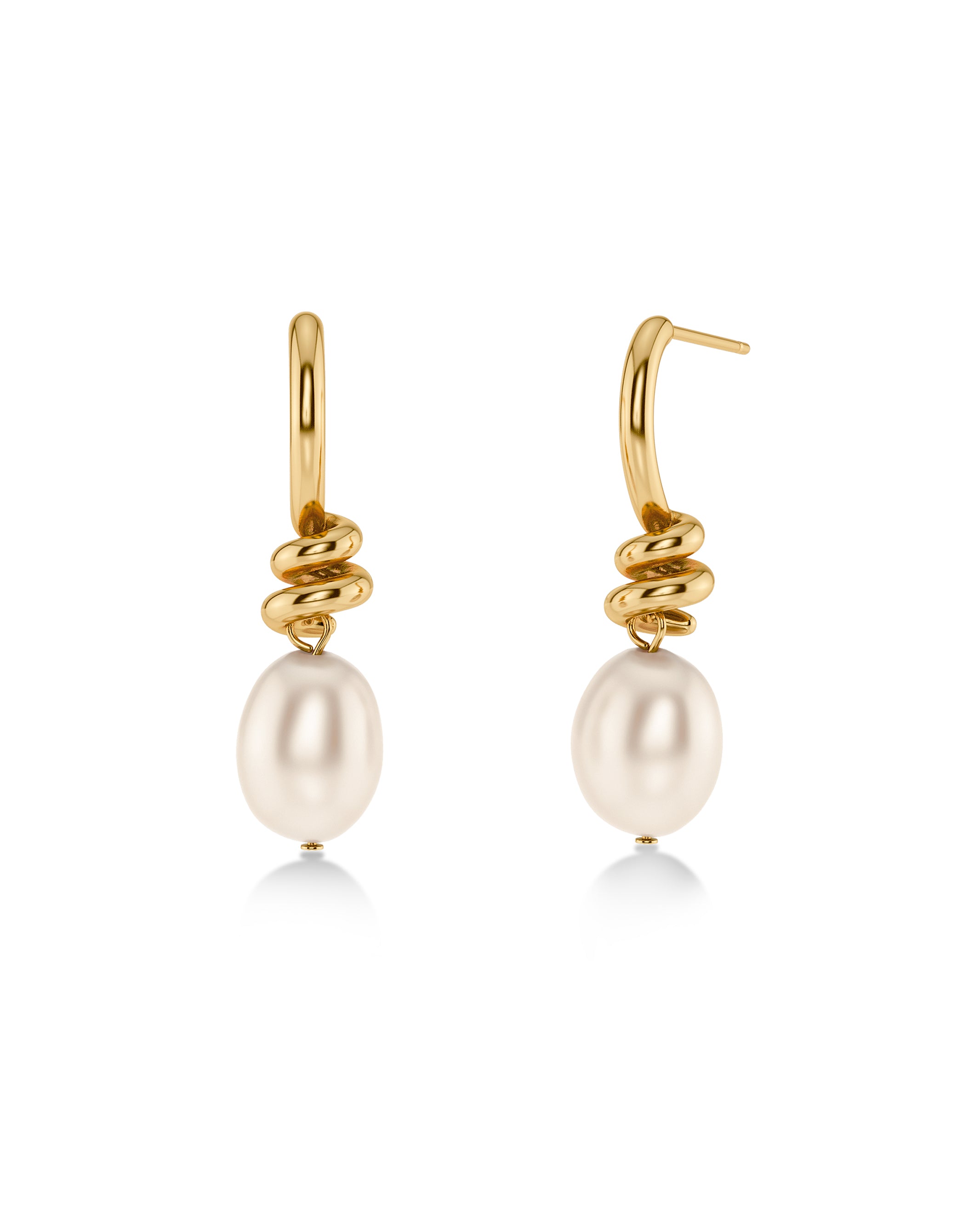 Edblad naisten korvakorut Swivel Earrings Pearl S, Gold pleated