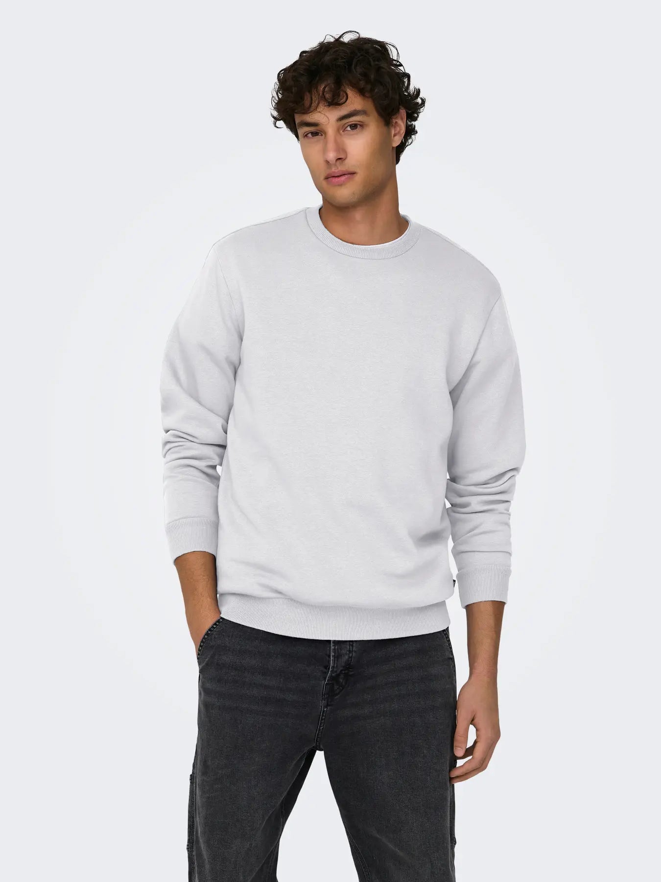 Only and Sons miesten collegepaita ONSCERES Crew Neck, vaaleanharmaa